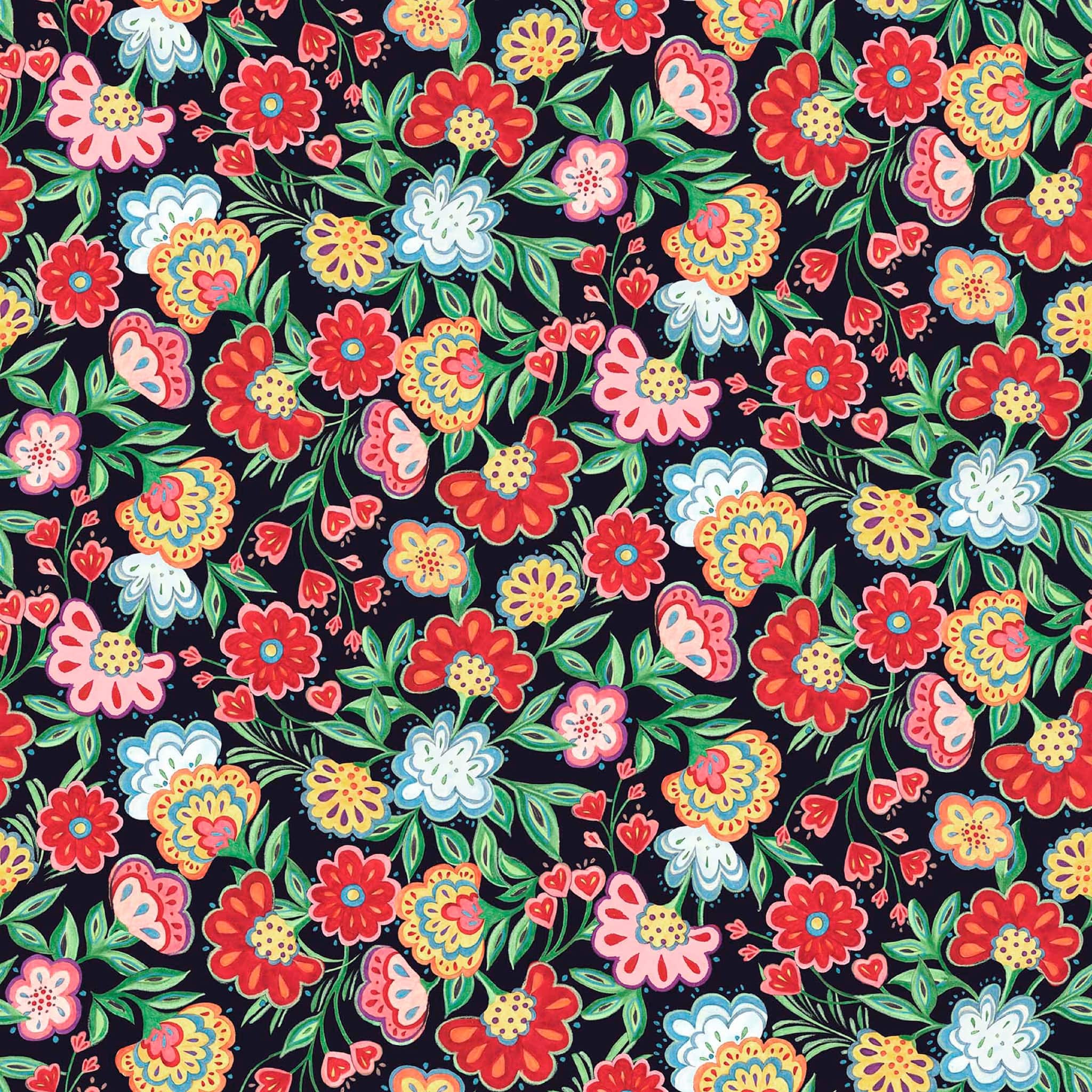 Susan Winget Calico Red Floral Cotton Fabric