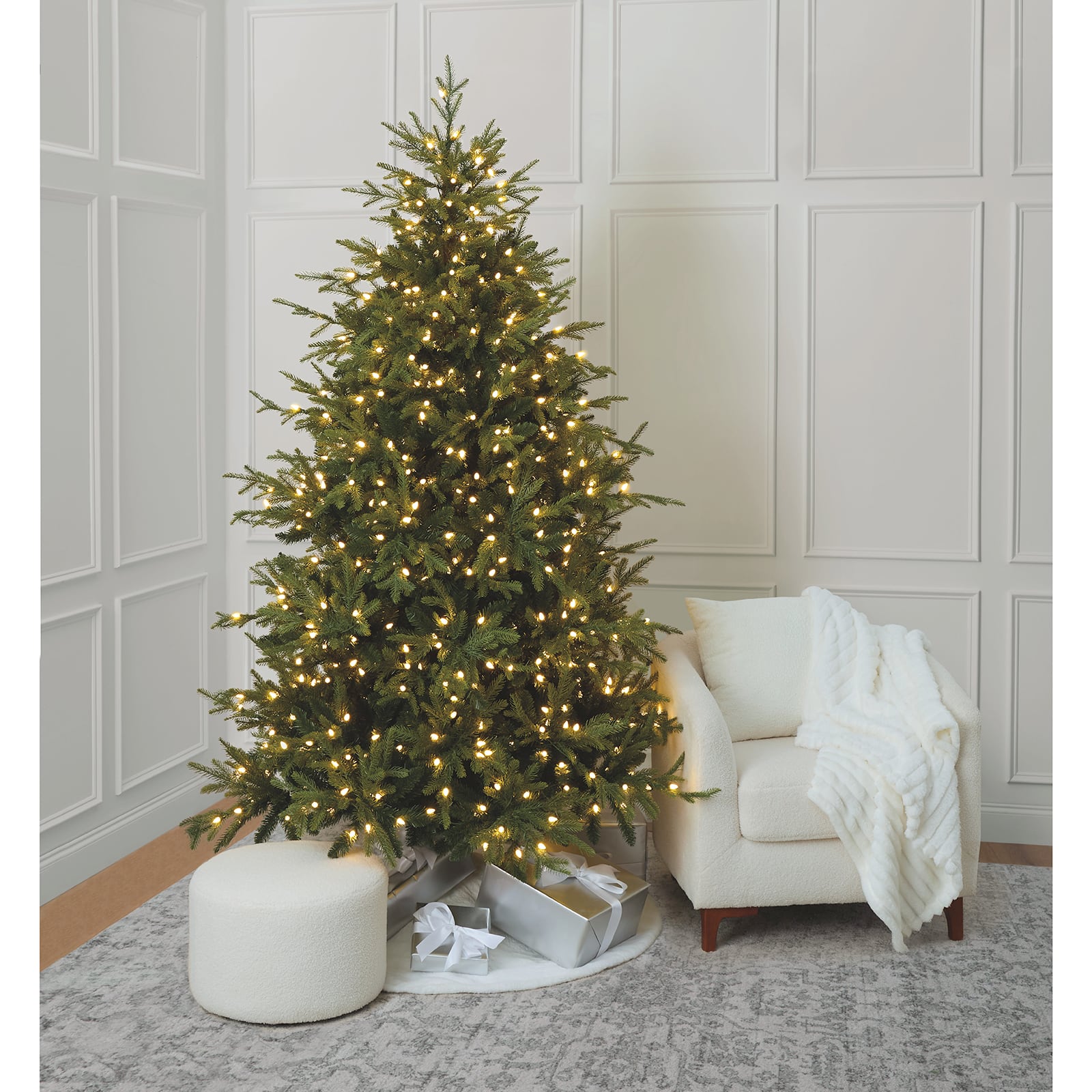 7.5ft. Pre-Lit Nordic Spruce Artificial Christmas Tree, Warm White C3 LED Lights by Ashland®