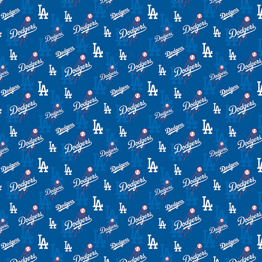 MLB Los Angeles Dodgers Packed Logo Cotton Fabric