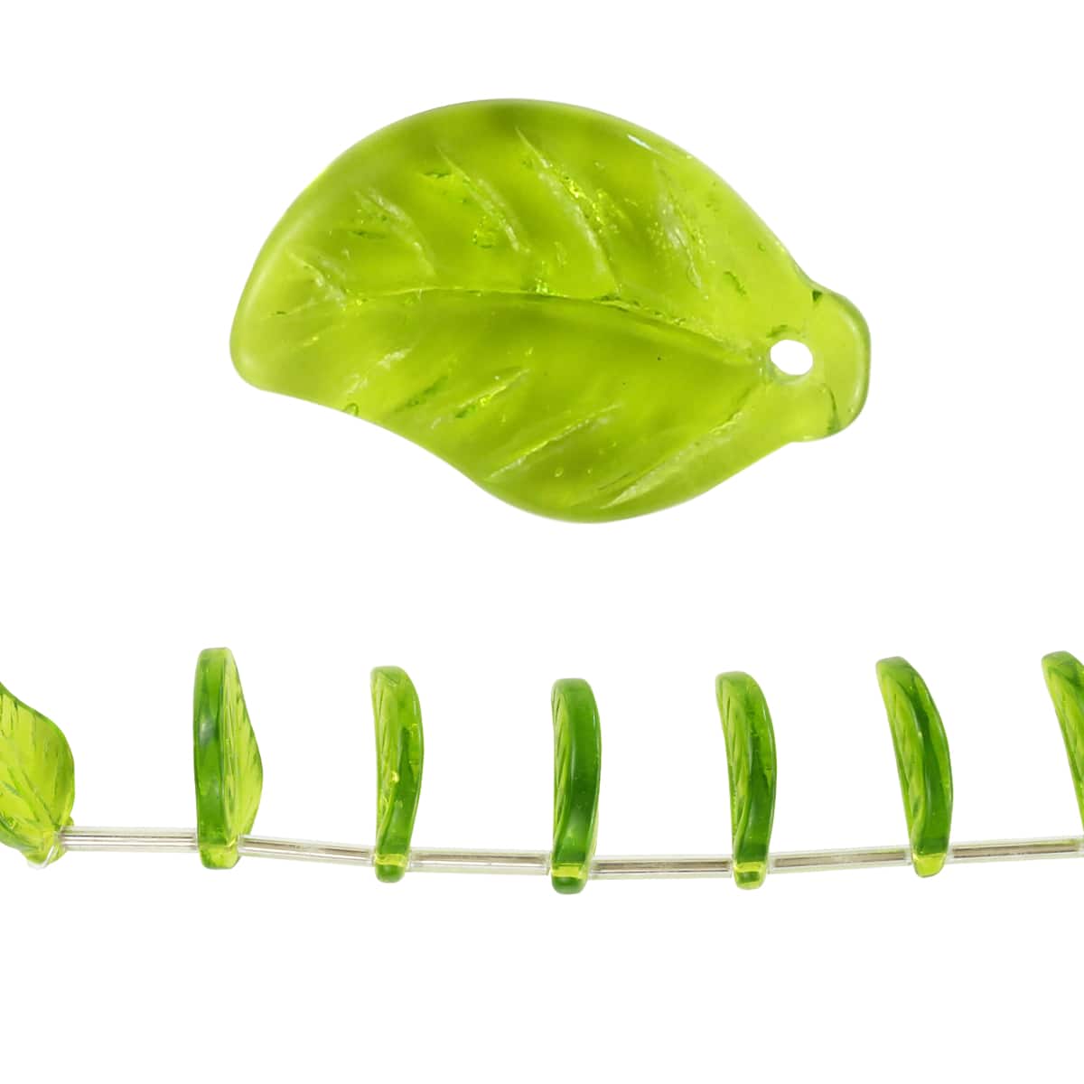 Peridot Green Glass Leaf Beads, 17mm by Bead Landing™ - Image 4