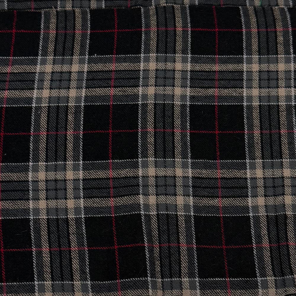Feldman Edward Black Plaid Yarn-Dyed Cotton Flannel Fabric