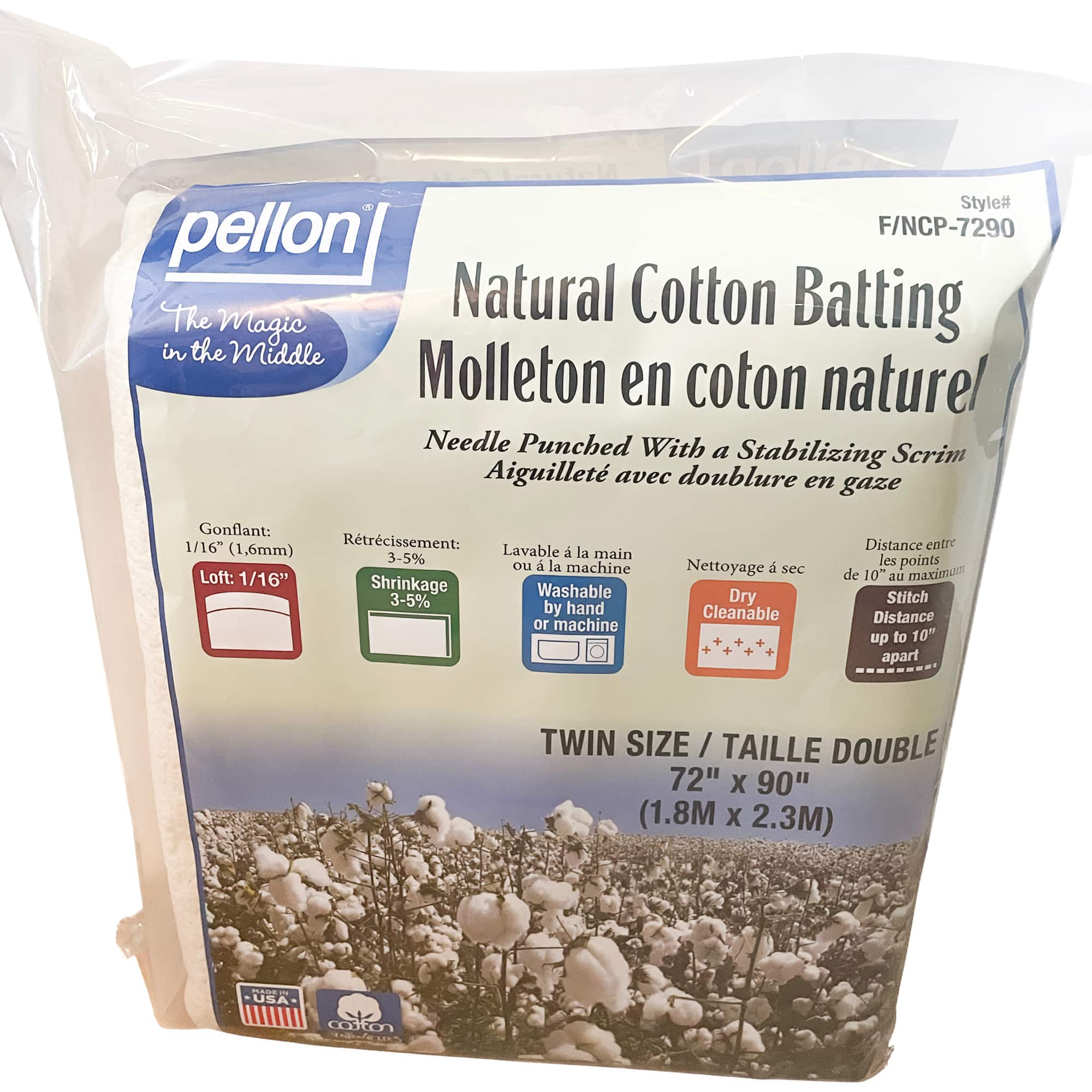 Pellon® 72" x 90" Twin Size Natural Cotton Batting with Scrim