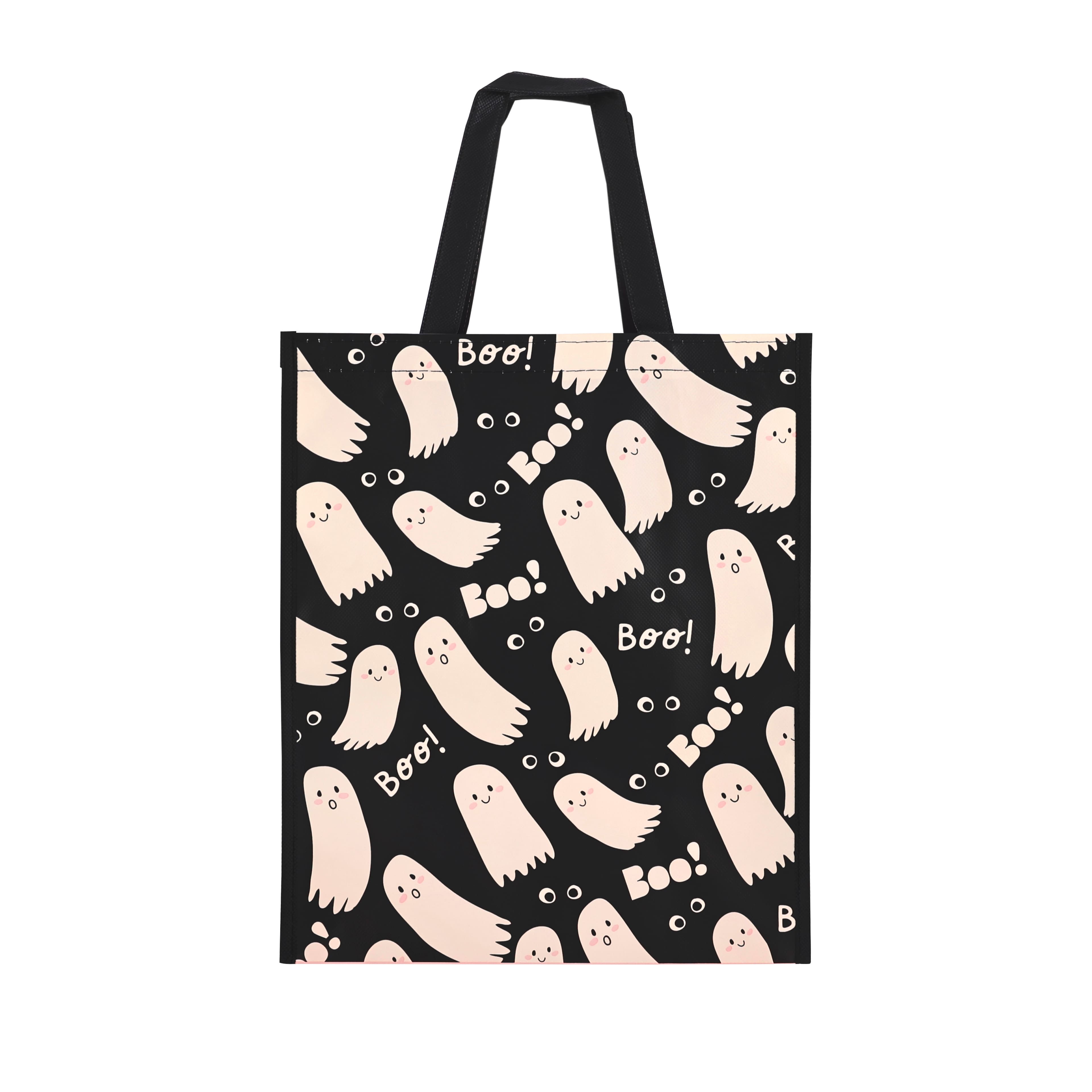 15.75" Black & White Ghost Reusable Tote Bag by Celebrate It™