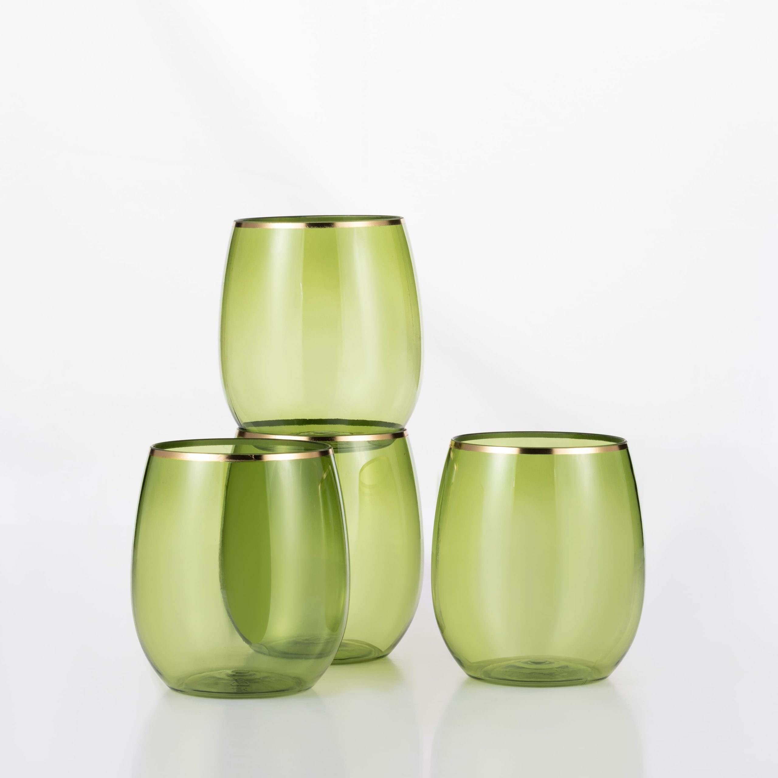 12 oz. Green with Gold Edge Plastic Wine Glasses , 4ct. by Celebrate It™ - Image 2