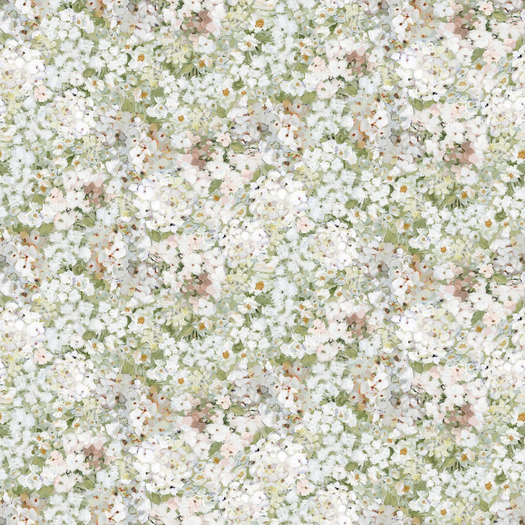 Susan Winget Hydrangea White Floral Cotton Fabric