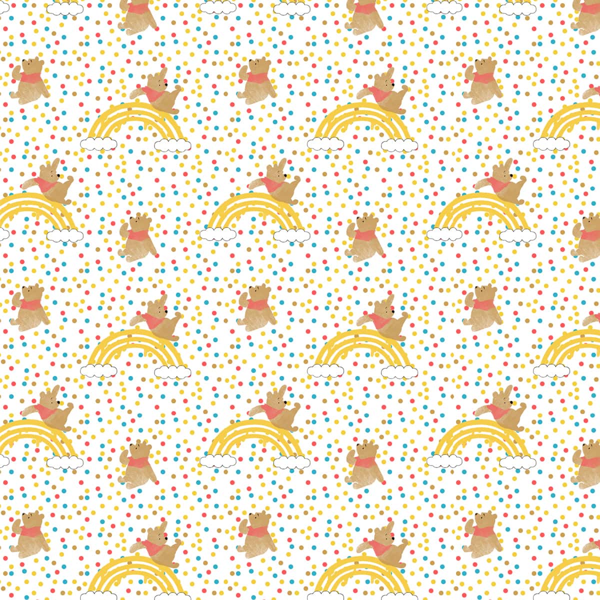 Disney® Winnie the Pooh Rainbow Jump Cotton Fabric