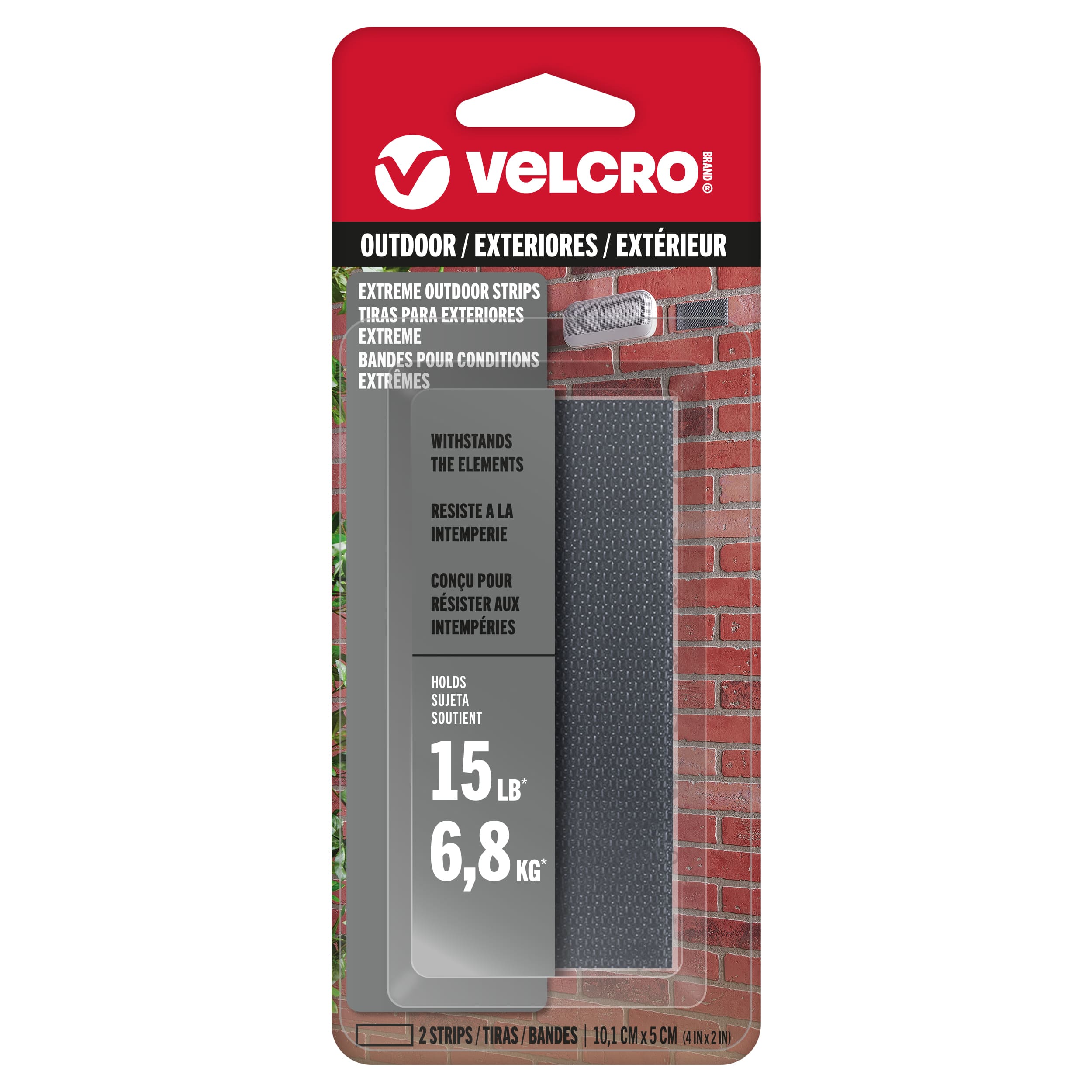 VELCRO® Brand 4" x 2" Gray Extreme Outdoor Strips, 2ct.