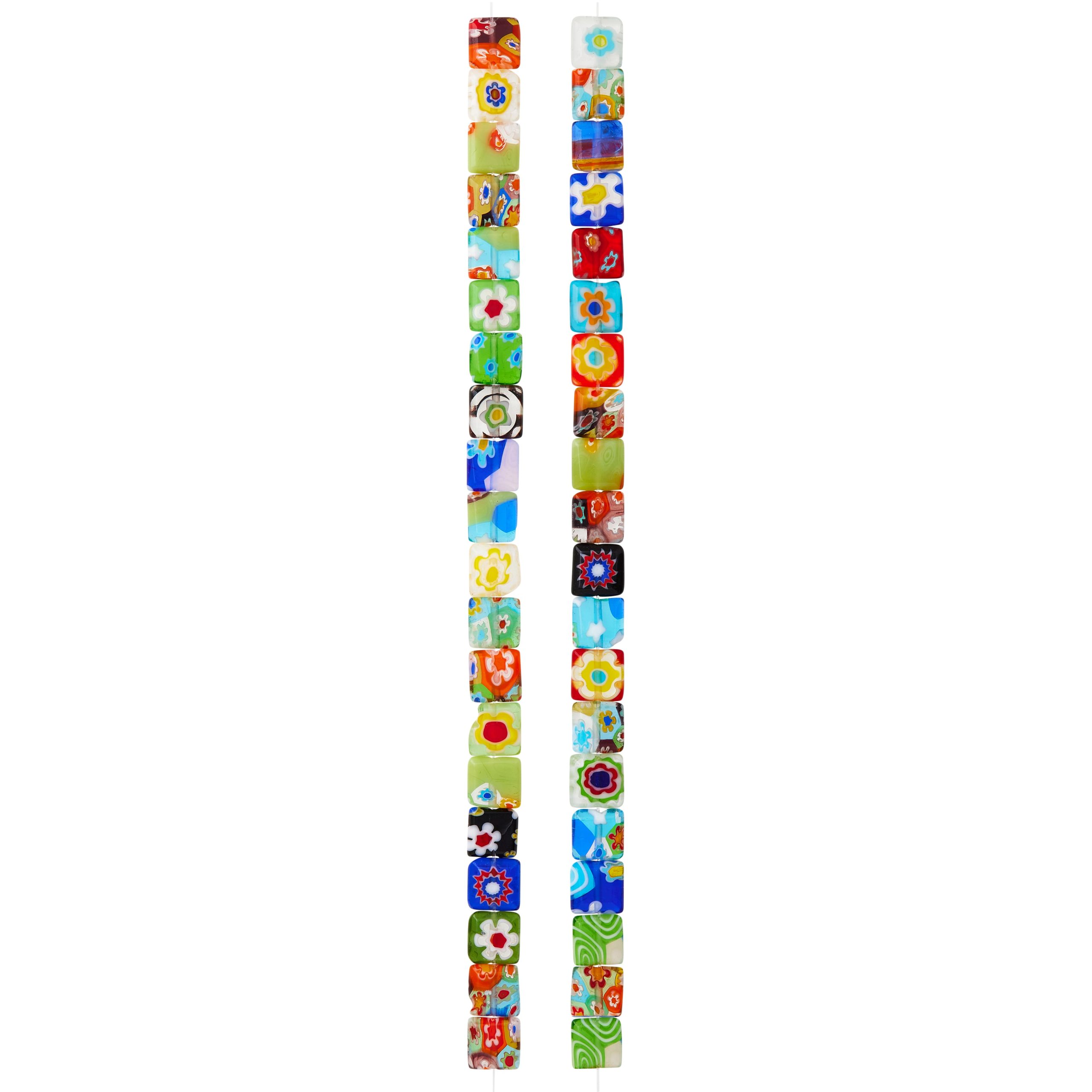 Millefiori Glass Flat Square Beads, 8mm by Bead Landing™ - Image 3