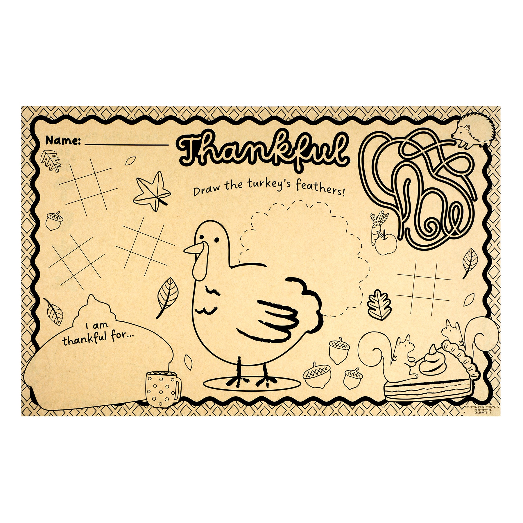 Thanksgiving Color Your Own Placemats, 20 count. by Celebrate It™