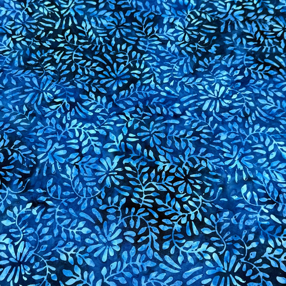 Feldman Batik Navy Royal Stamp Clover Petal Cotton Fabric