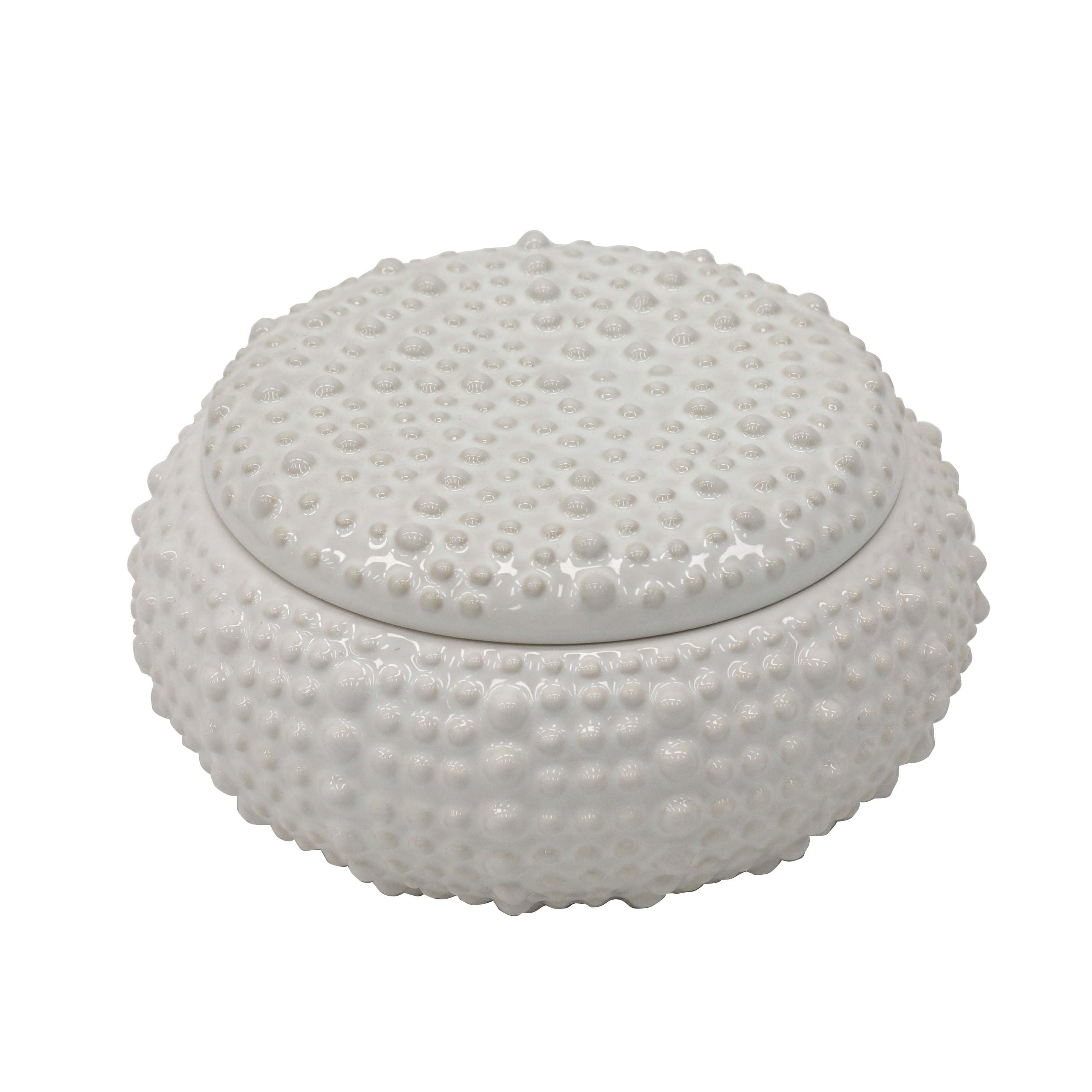7.5" White Shell Ceramic Decorative Box by Ashland®