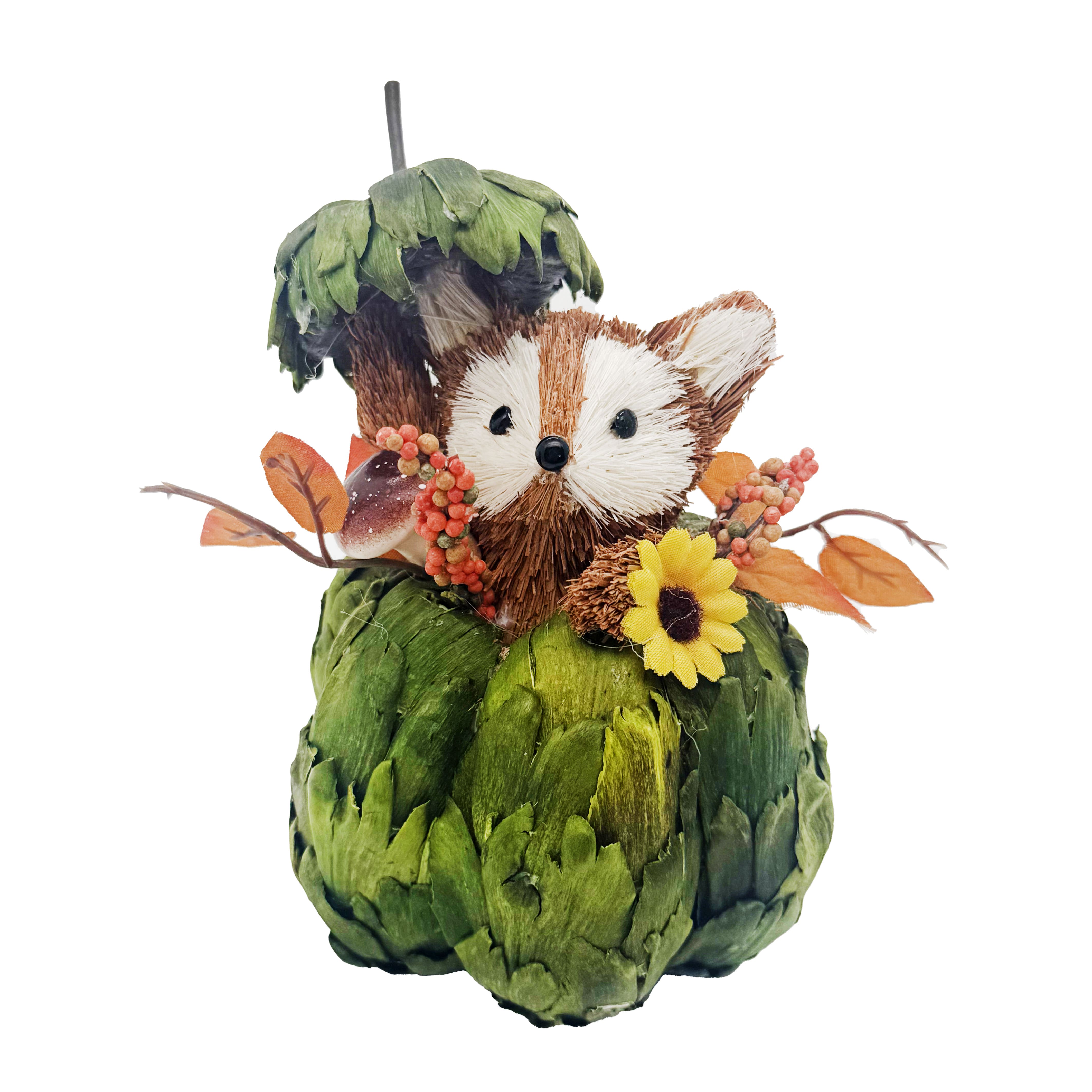 5.5" Fox in Artichoke House Decorative Animal by Ashland®