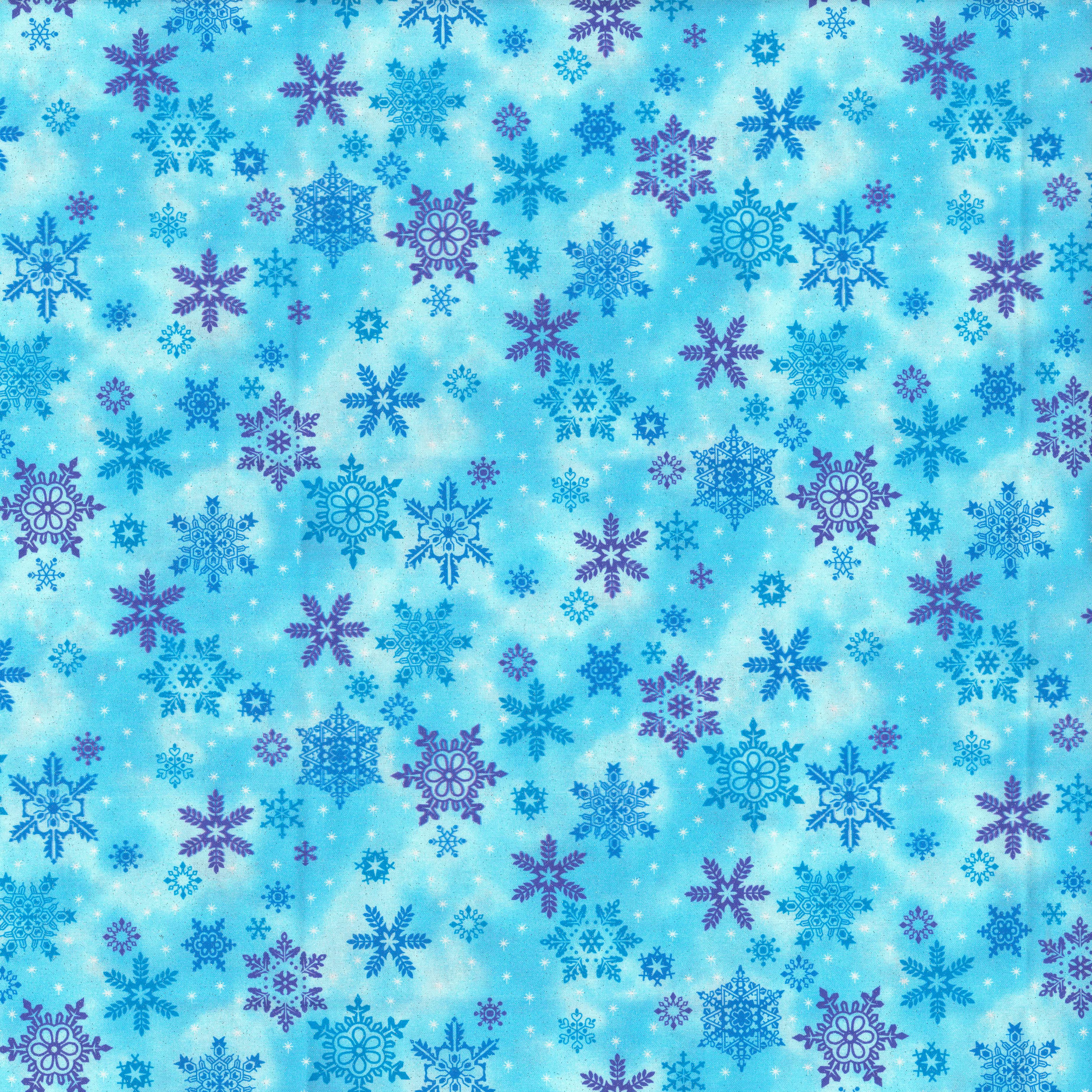 Fabric Traditions Light Blue Glitter Snowflake Cotton Fabric