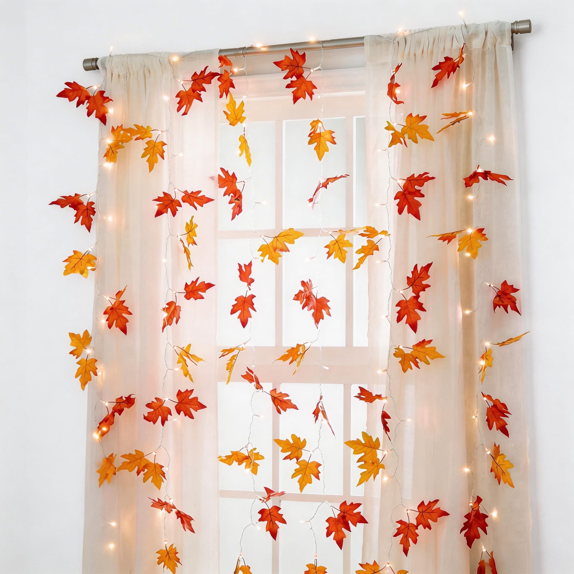 120ct. Fall Leaves Curtain String Lights by Ashland®
