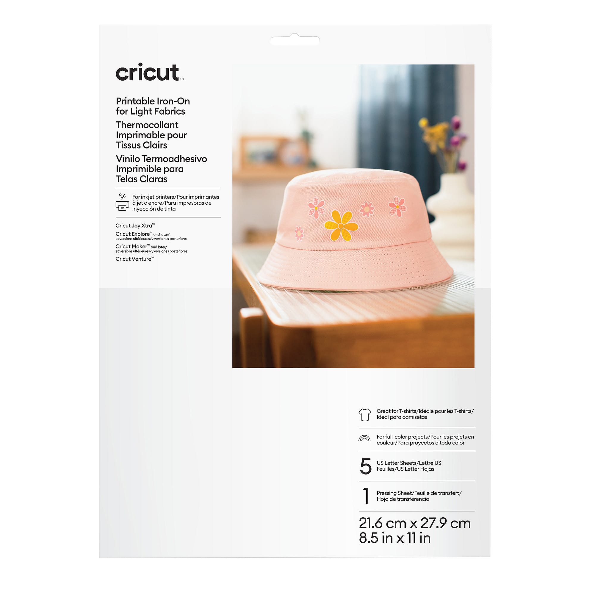 Cricut® US Letter Printable Iron-On For Light Fabrics, 5ct.