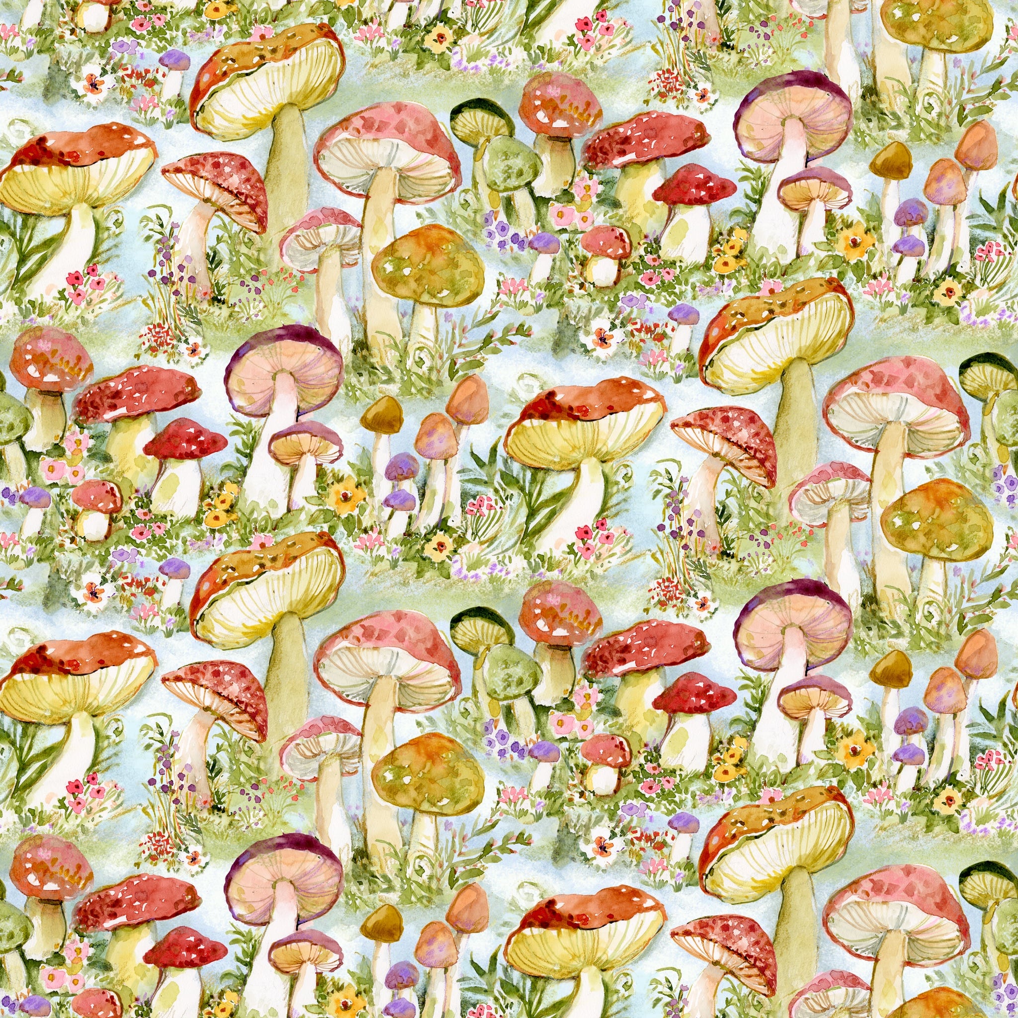 Susan Winget Mushroom Packed Cotton Fabric