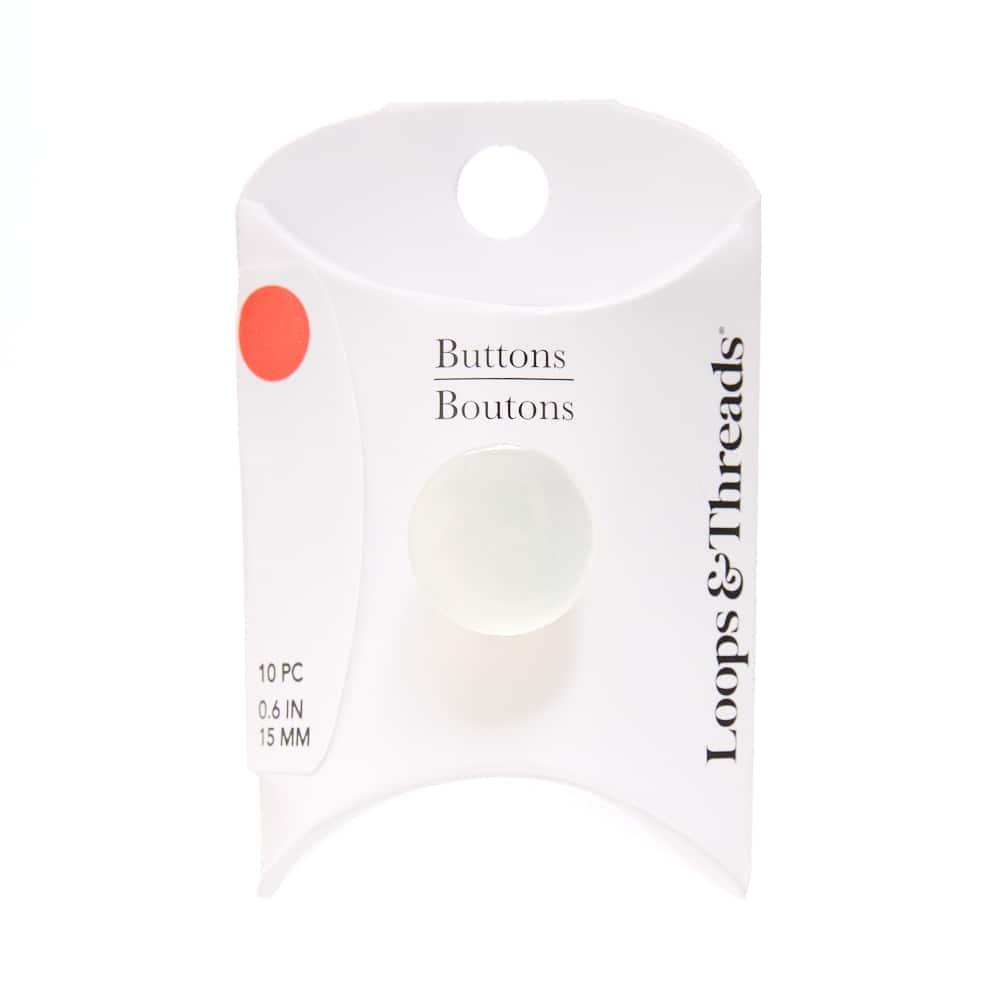 15mm Pearl White Round Buttons, 10ct. by Loops & Threads®