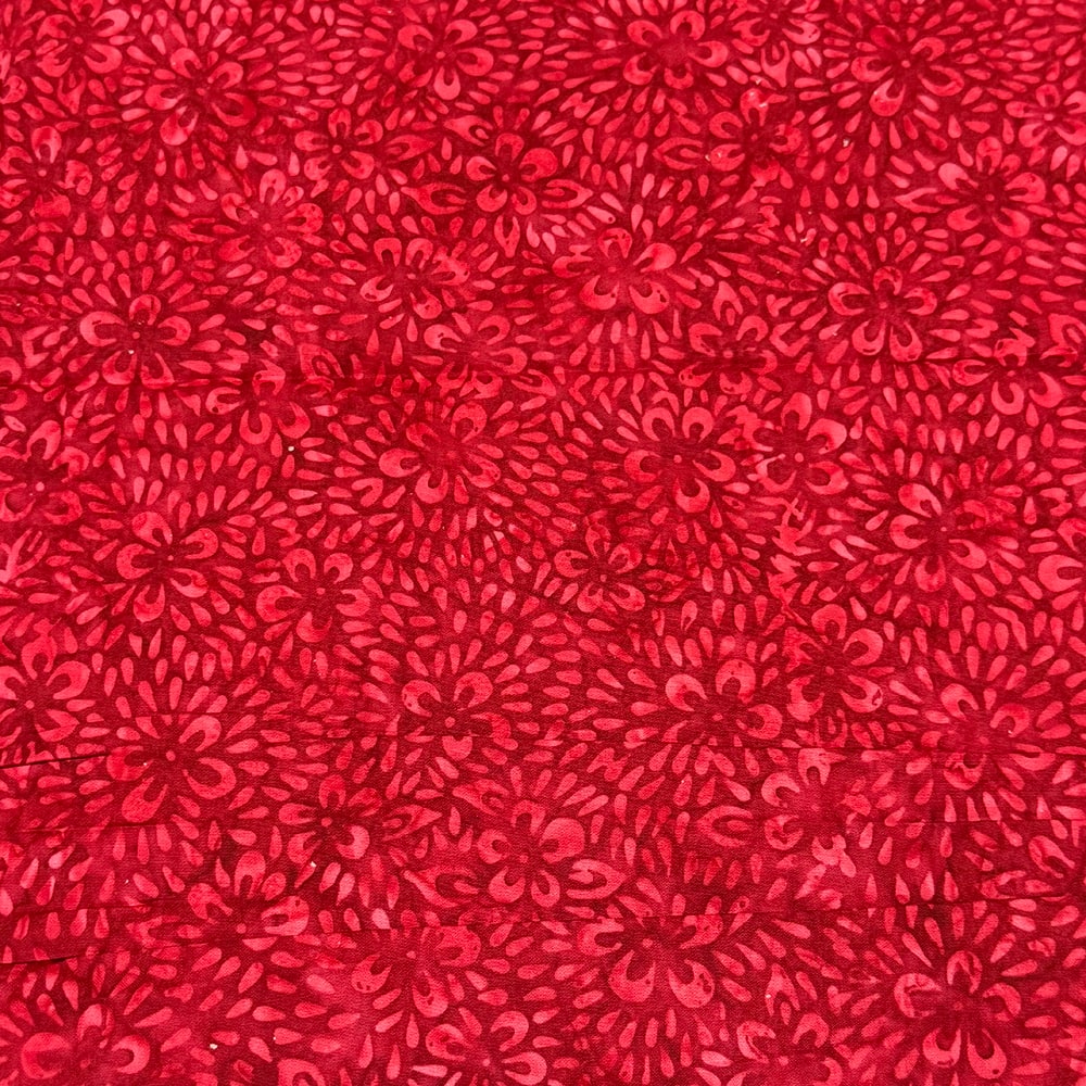 Feldman Batik Crimson Tonal Stamp Geo Cotton Fabric