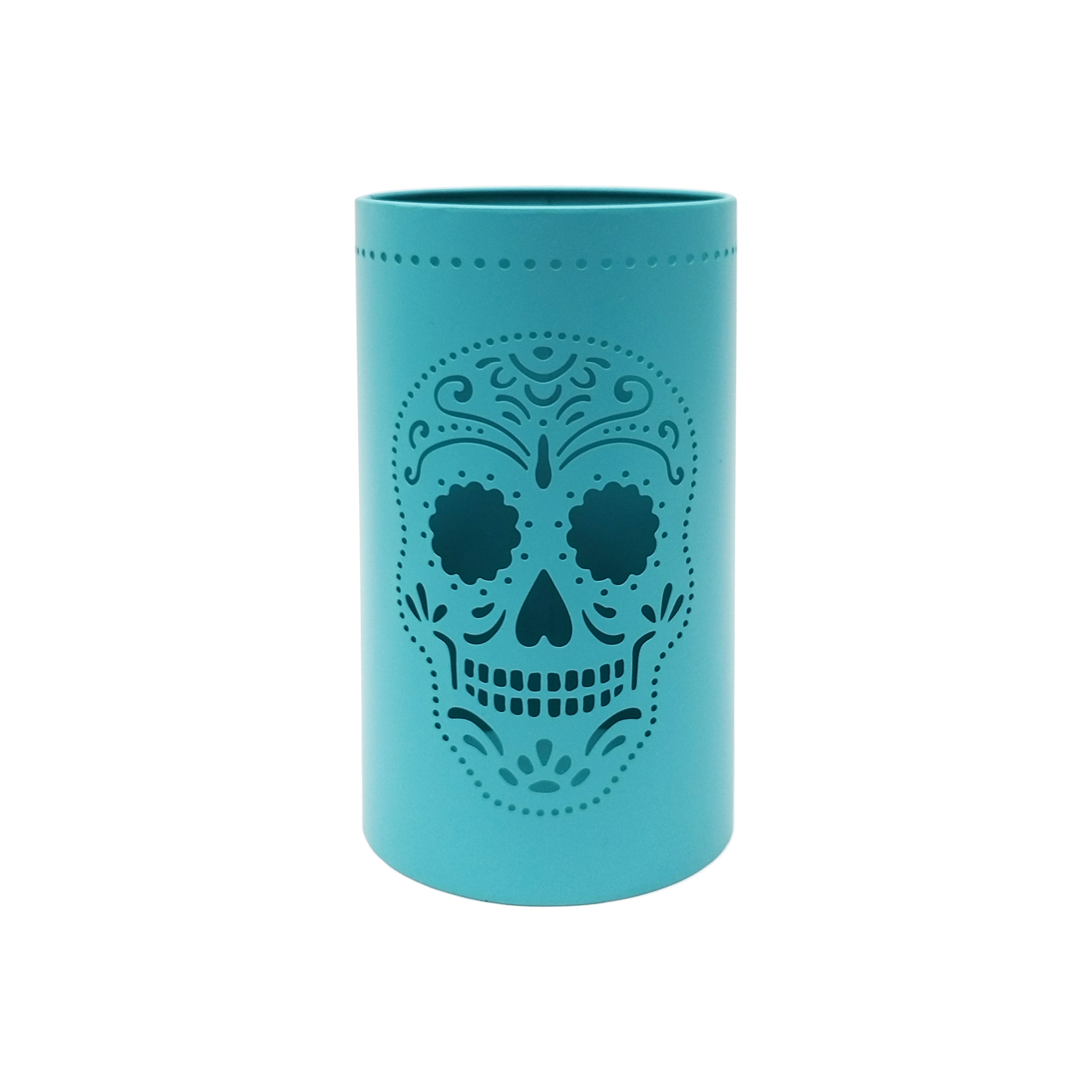 9" Sugar Skull Metal Pillar Candle Holder by Ashland®