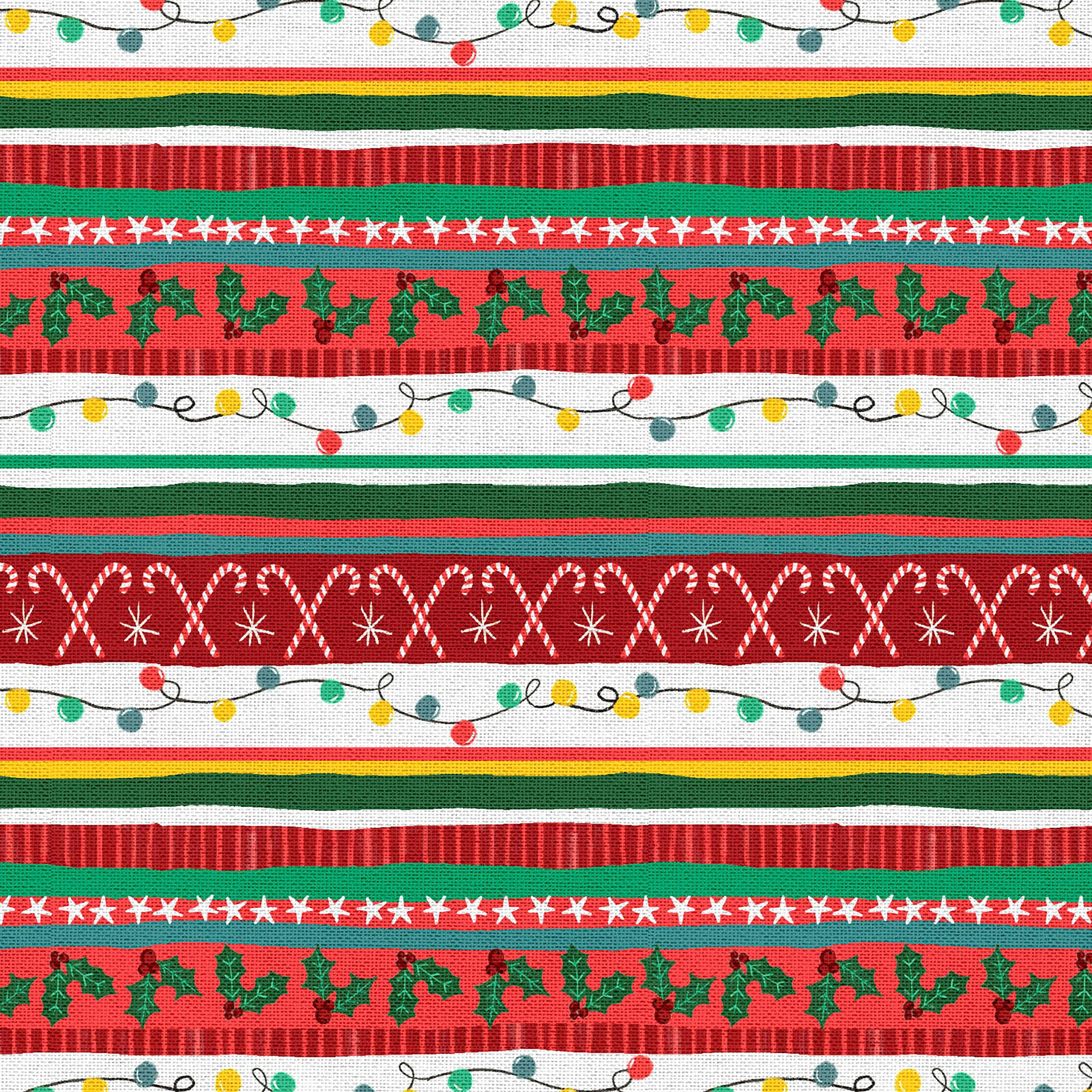 Fabric Editions Multicolor Holiday Tinsel Stripe Cotton Fabric - Image 3