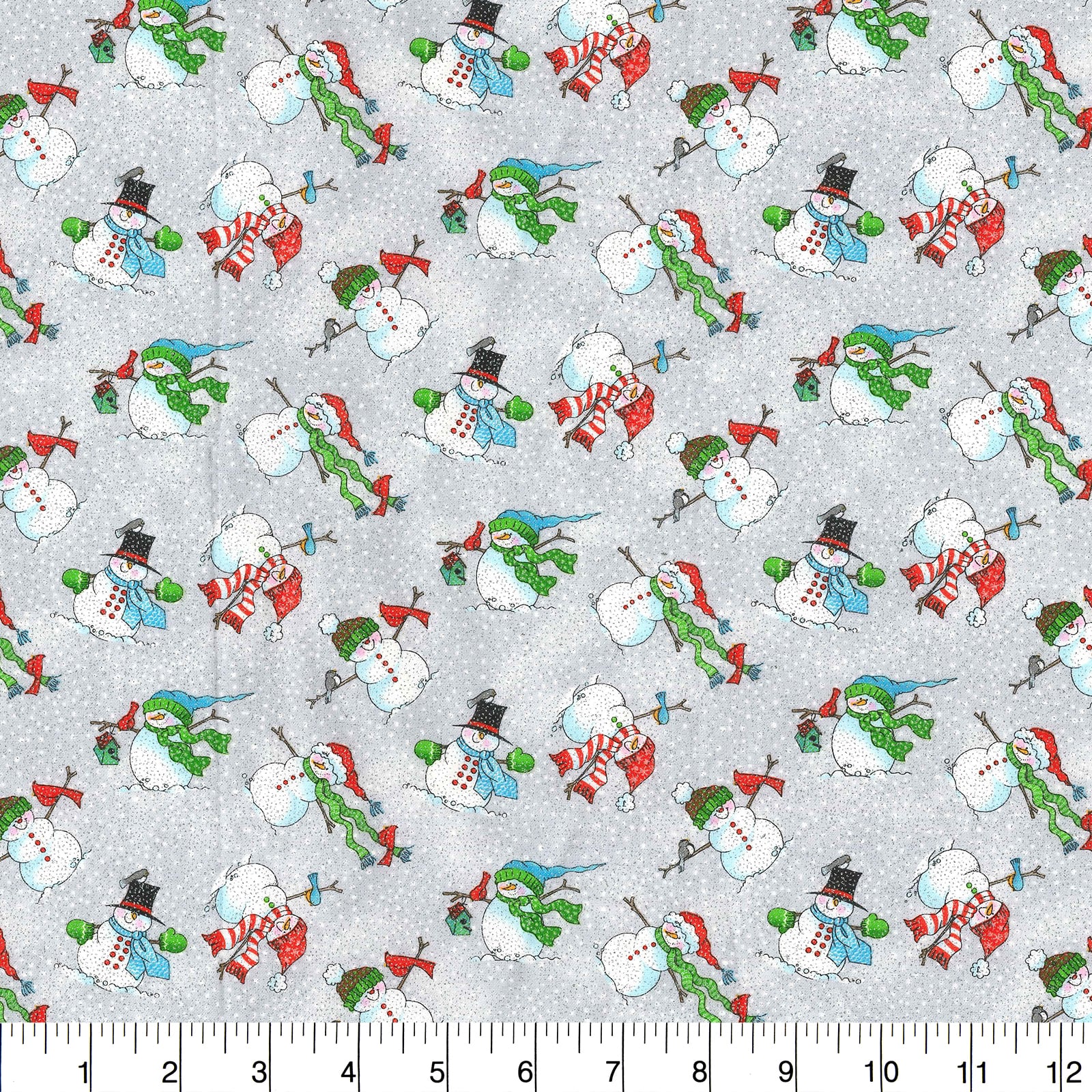 Fabric Traditions Christmas Snowmen Gray Cotton Fabric - Image 3