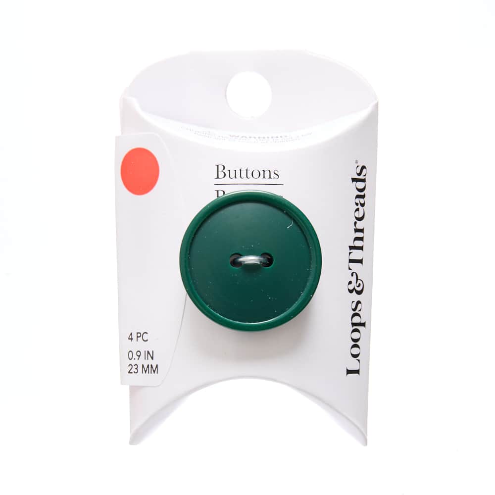 23mm Dark Green Round Rimmed Buttons, 4ct. by Loops & Threads®
