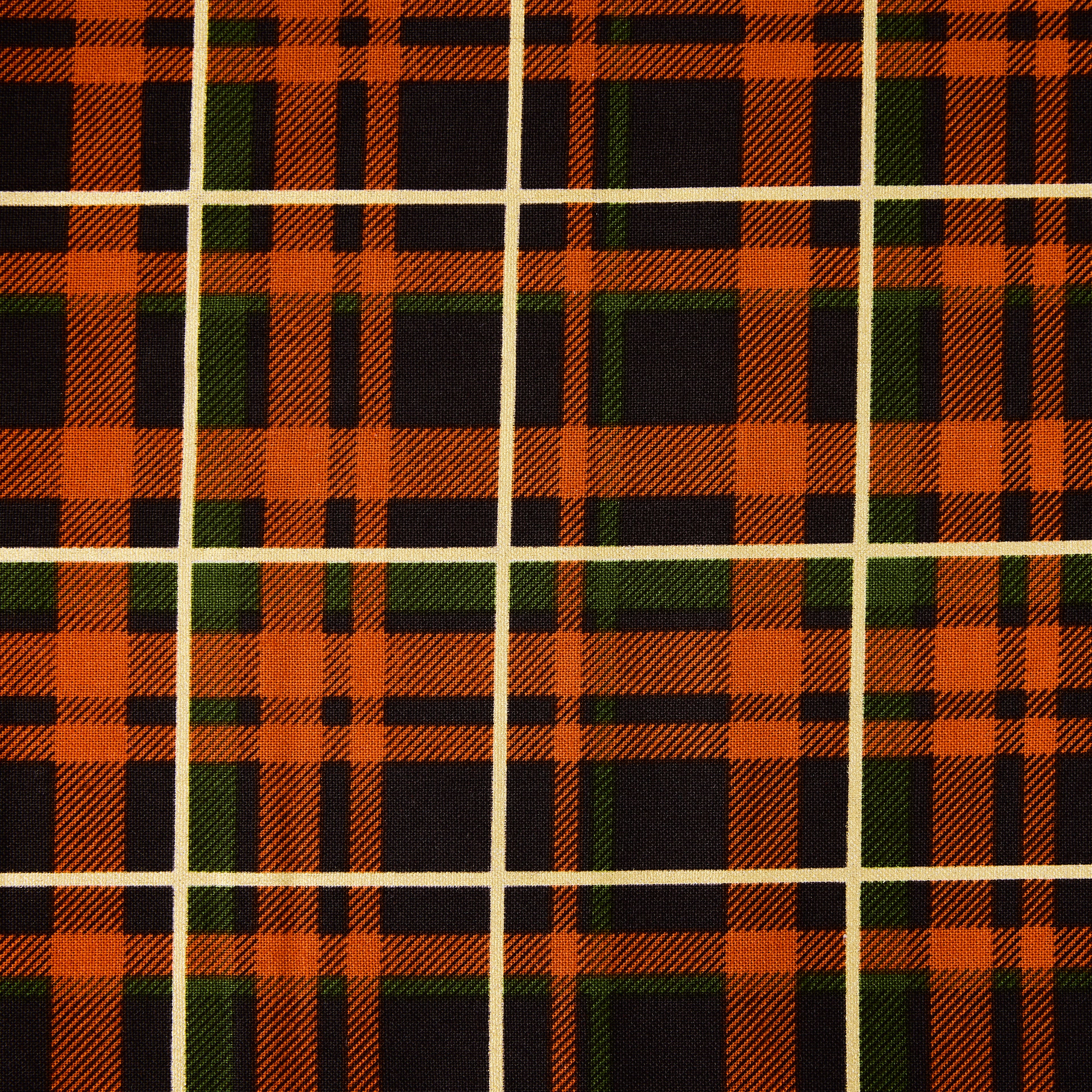 Fabric Traditions Fall Brown Plaid Glitter Cotton Fabric