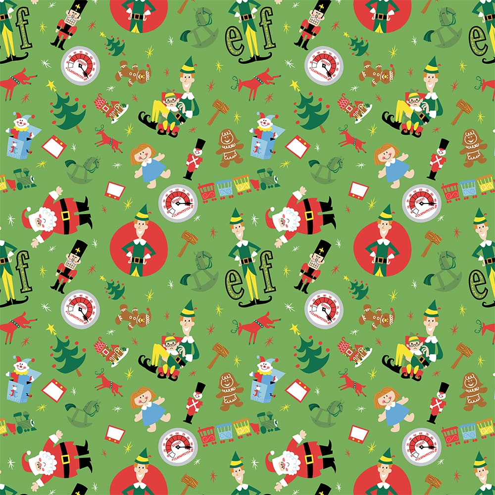 Elf Movie Green Toss Cotton Quilting Fabric