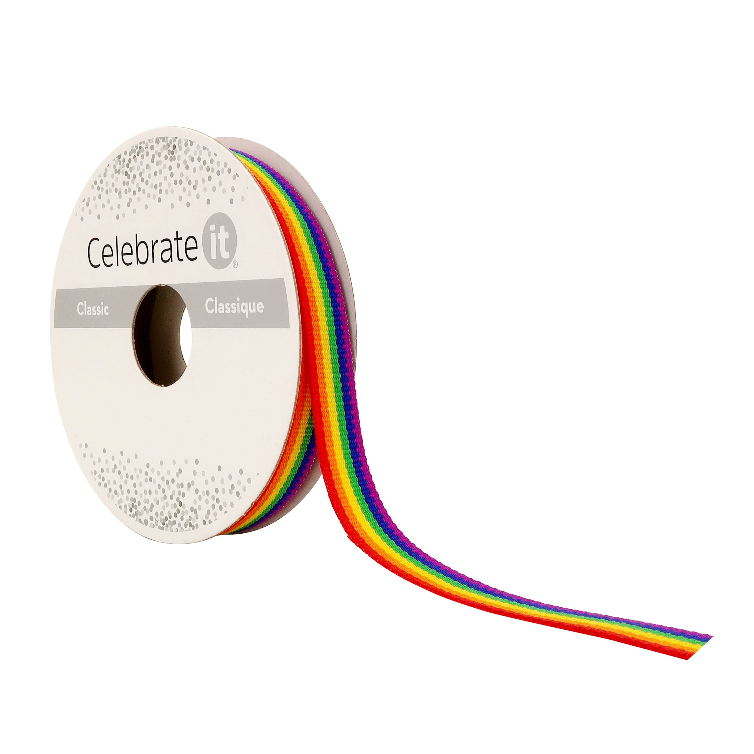 3/8" x 7yd. Grosgrain Rainbow Ribbon by Celebrate It™ - Image 4