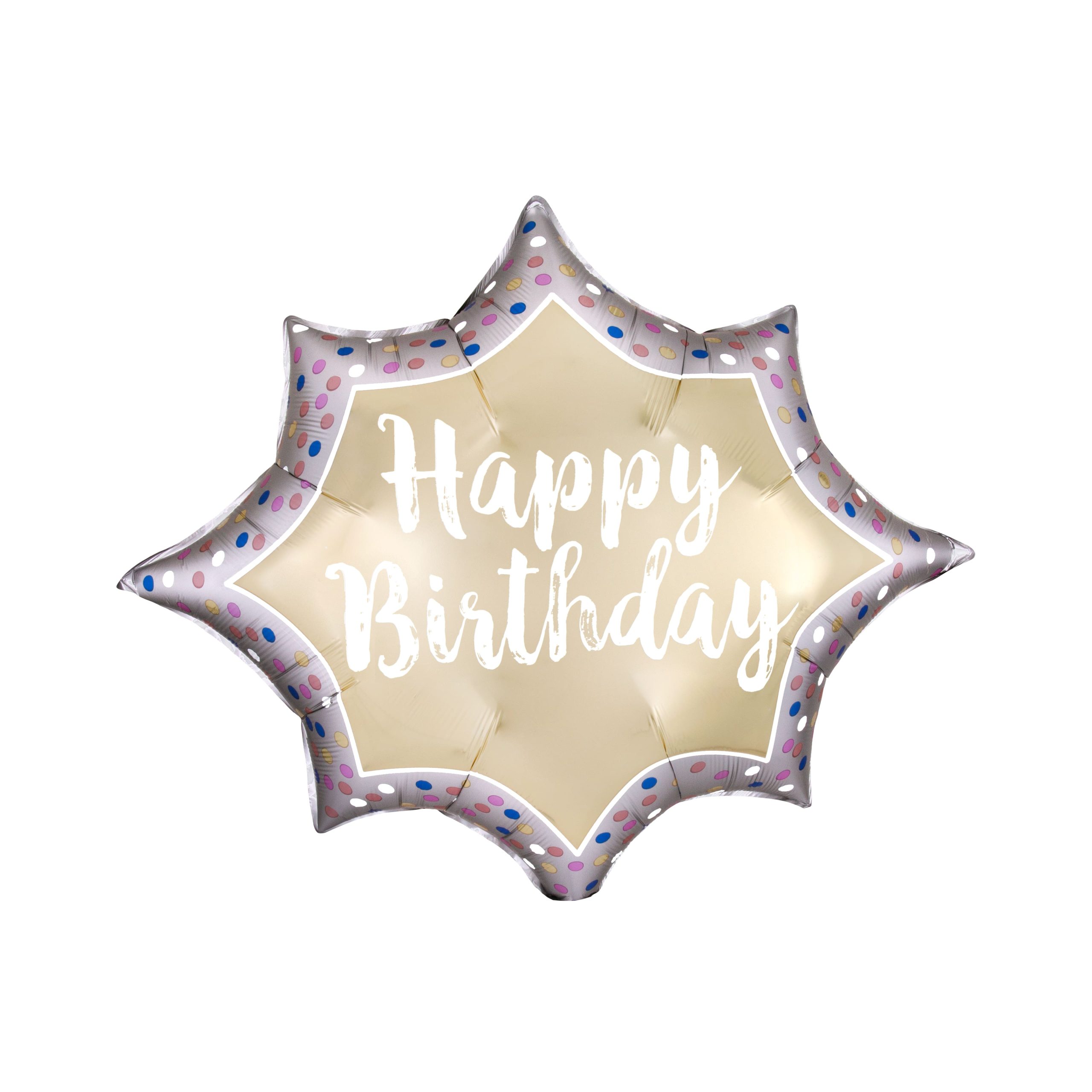 35" Satin Gold Burst Birthday Balloon