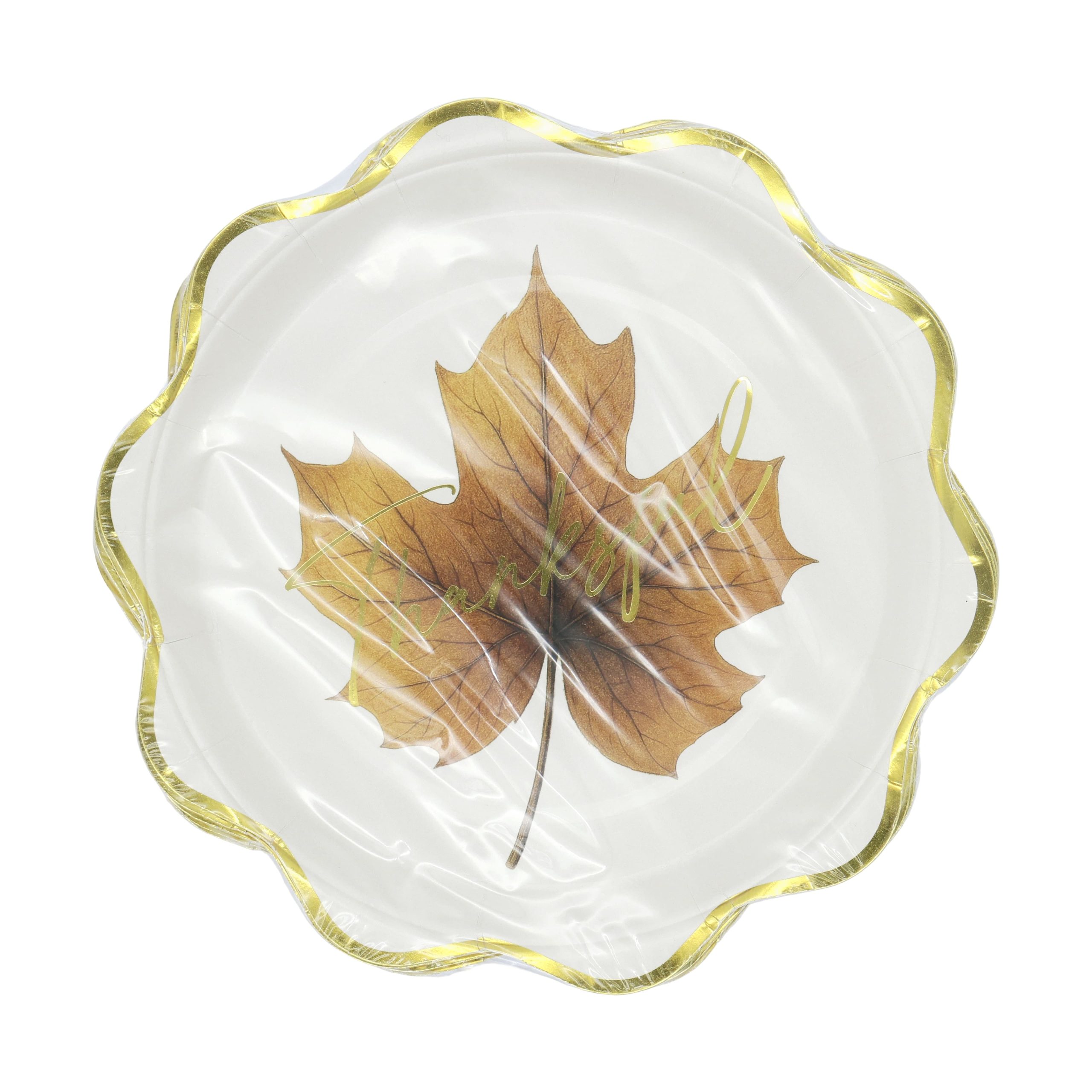 7" Thankful Autumn Leaf Paper Snack Plates, 10ct. by Celebrate It™ - Image 4