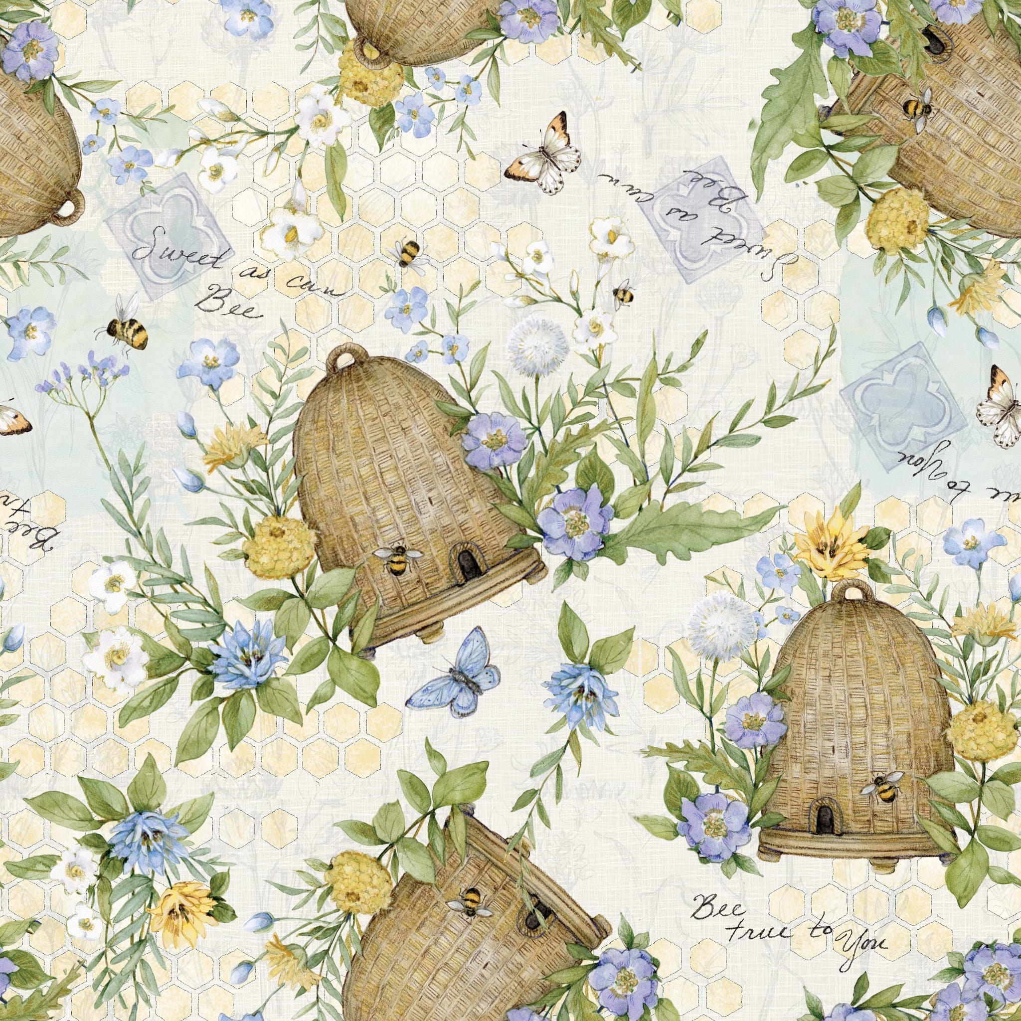 Susan Winget Sweet as Can Bee Tossed Hives Cotton Fabric