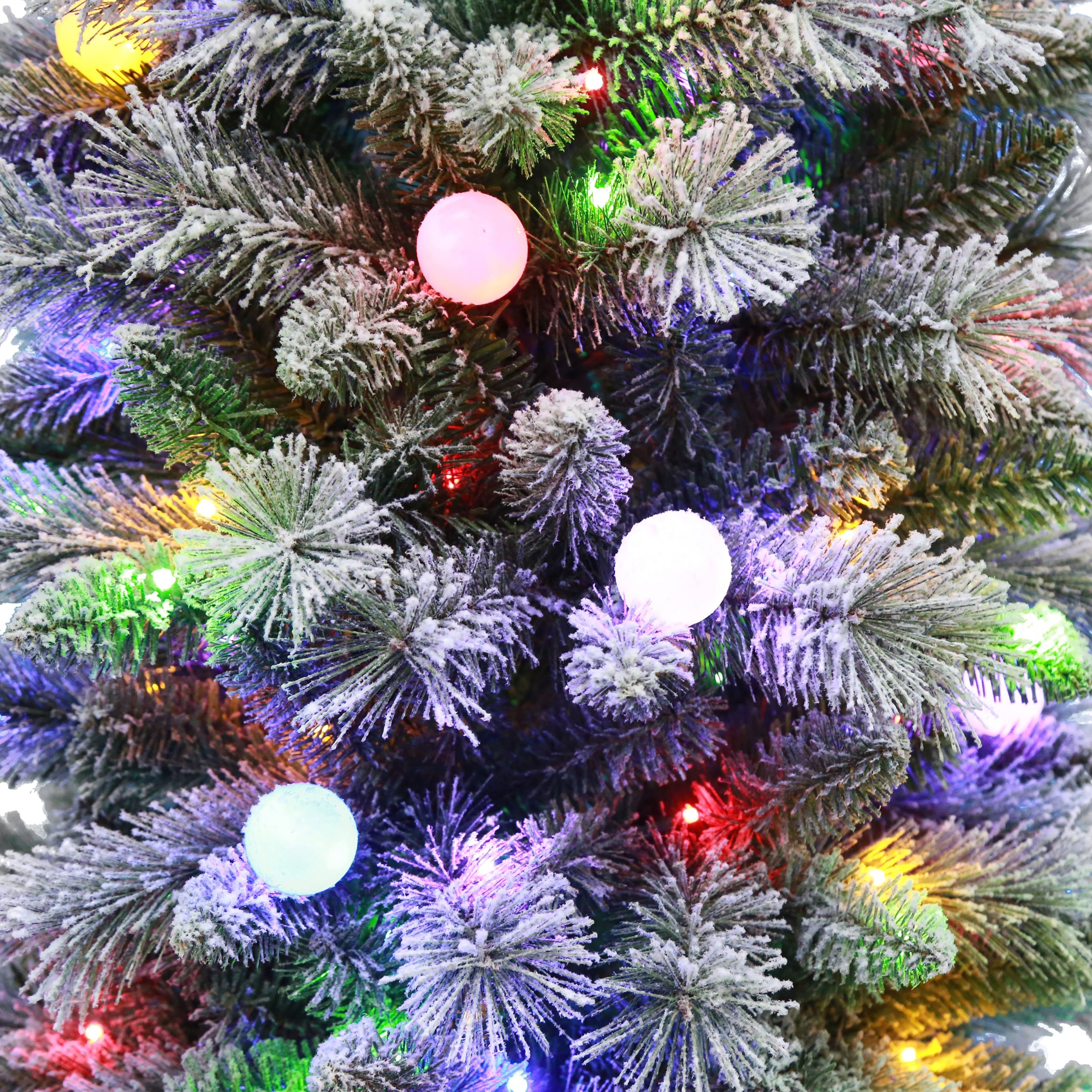 7.5ft. Pre-Lit Flocked Glacier Fir Artificial Christmas Tree, Dual Color LED Lights with G40 Bulbs by Ashland® - Image 3