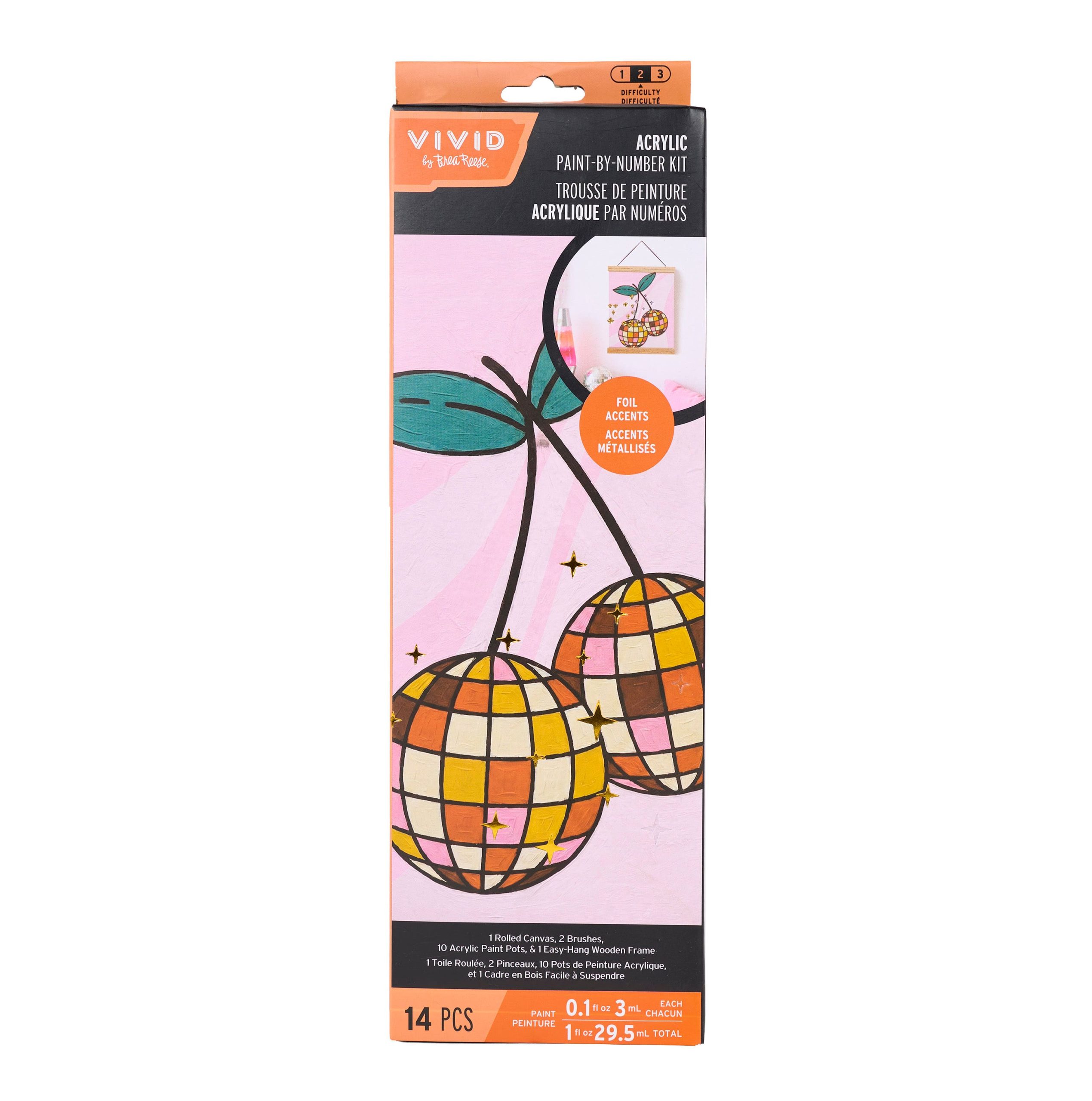Vivid by Brea Reese® Disco Cherries Canvas Acrylic Paint by Number Kit