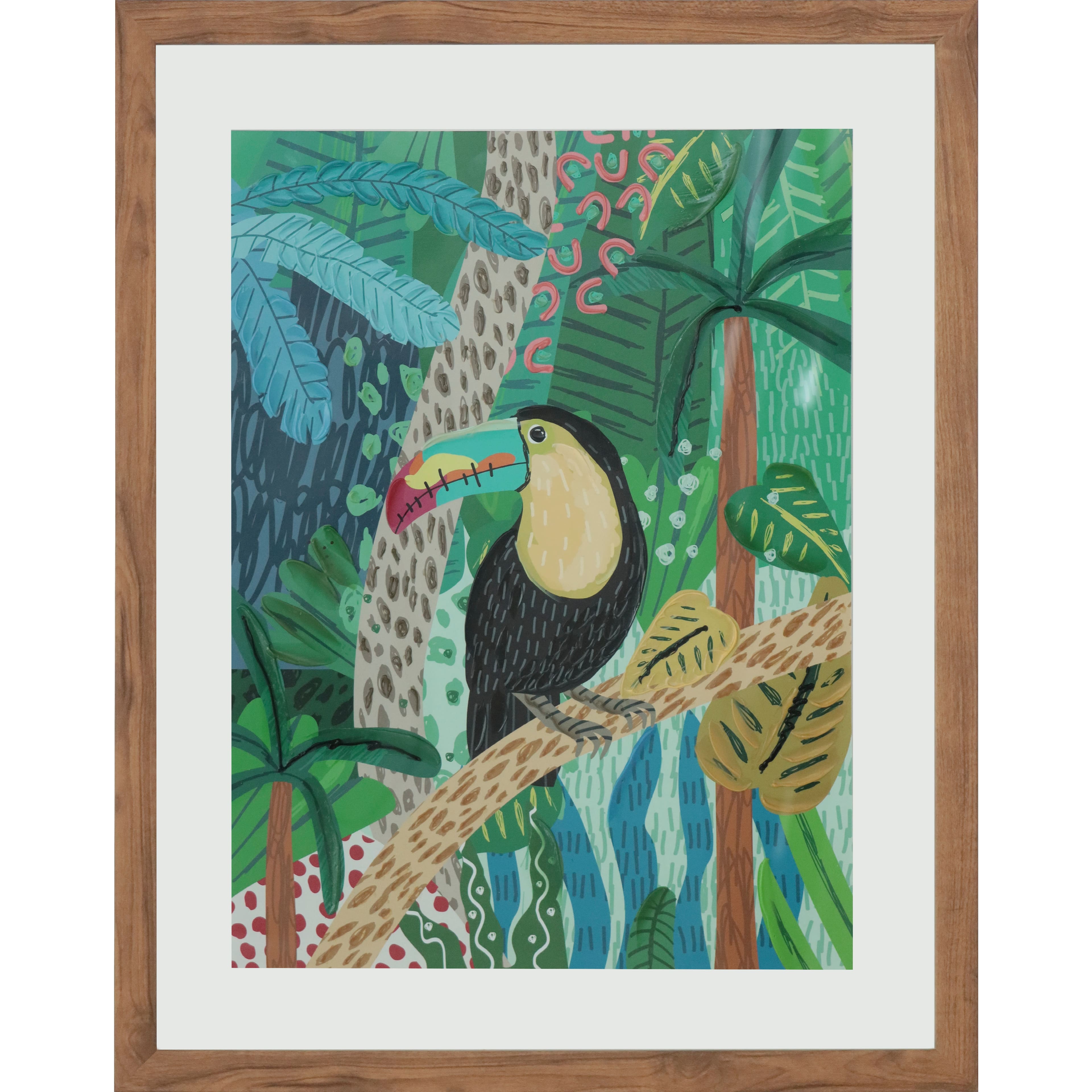 16" x 20" Jungle Vibe Toucan Wall Décor in Woodgrain Frame by Ashland®