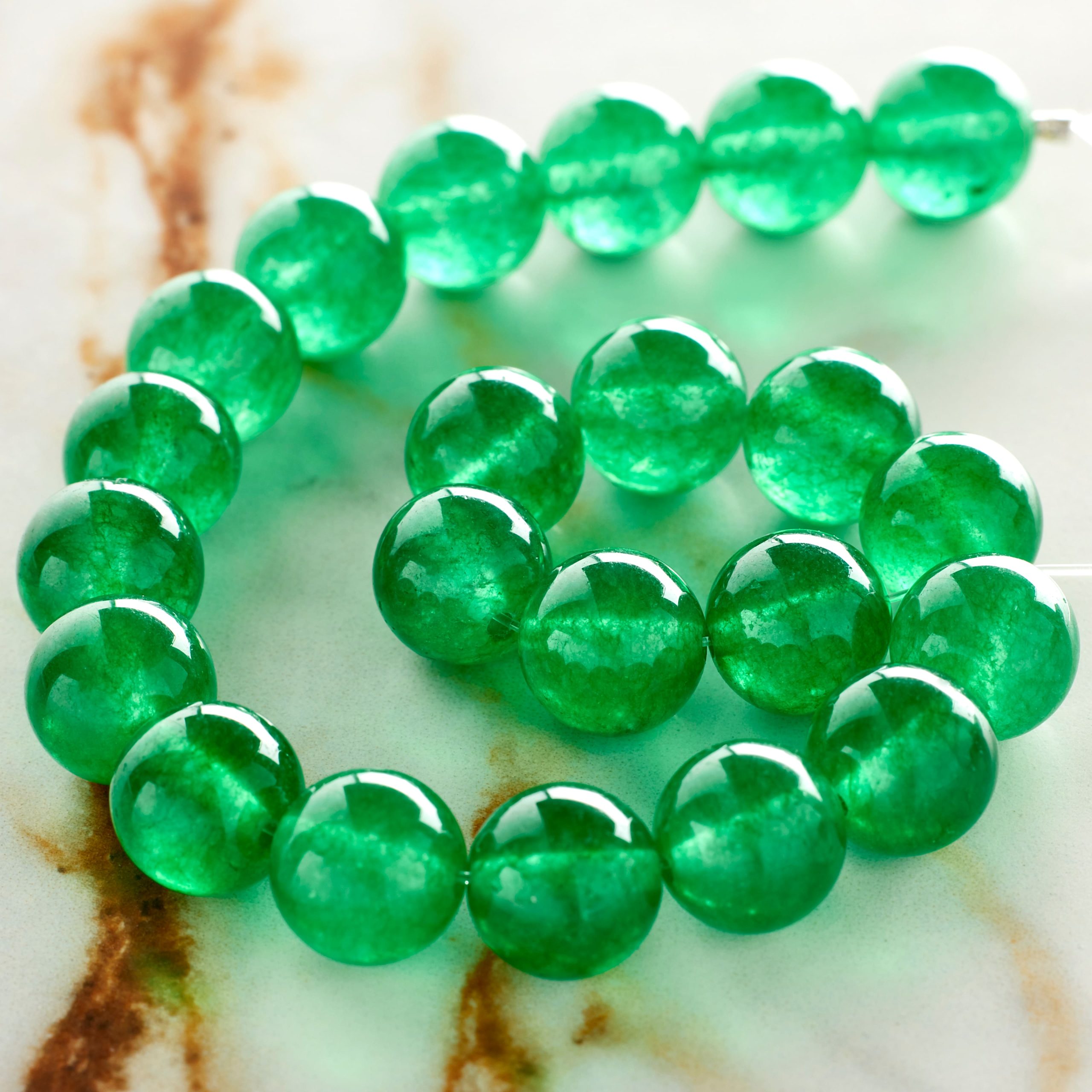 Green Dyed Quartzite Round Beads, 10mm by Bead Landing™ - Image 2