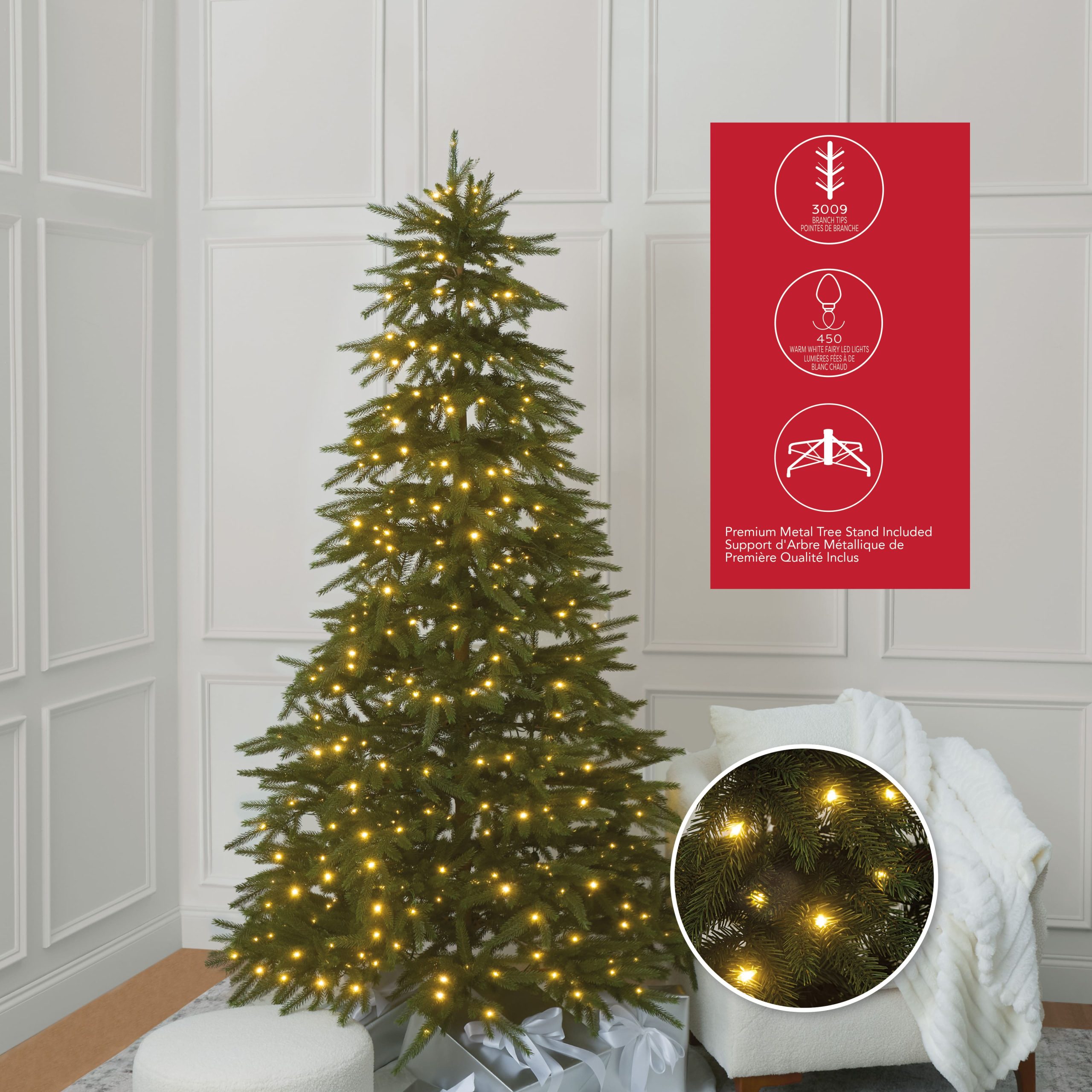 7ft. Pre-Lit Avery Spruce Artificial Christmas Tree, Warm White Fairy LED Lights by Ashland® - Image 4