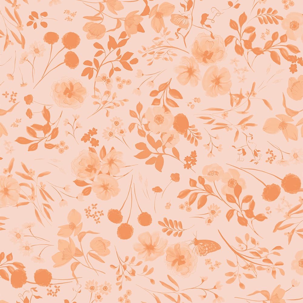 Eugene Textiles Monochrome Coral Floral Cotton Quilting Fabric
