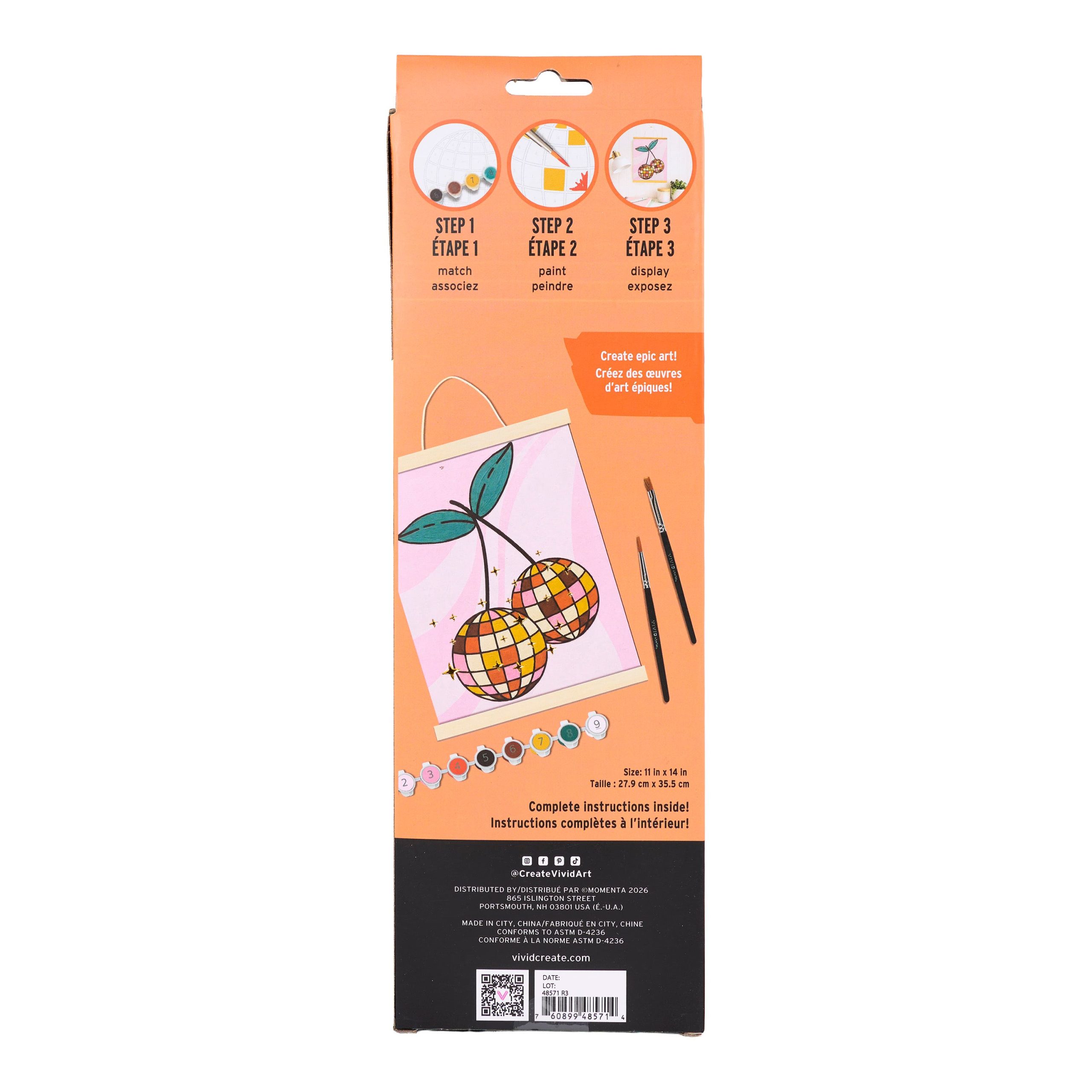 Vivid by Brea Reese® Disco Cherries Canvas Acrylic Paint by Number Kit - Image 2