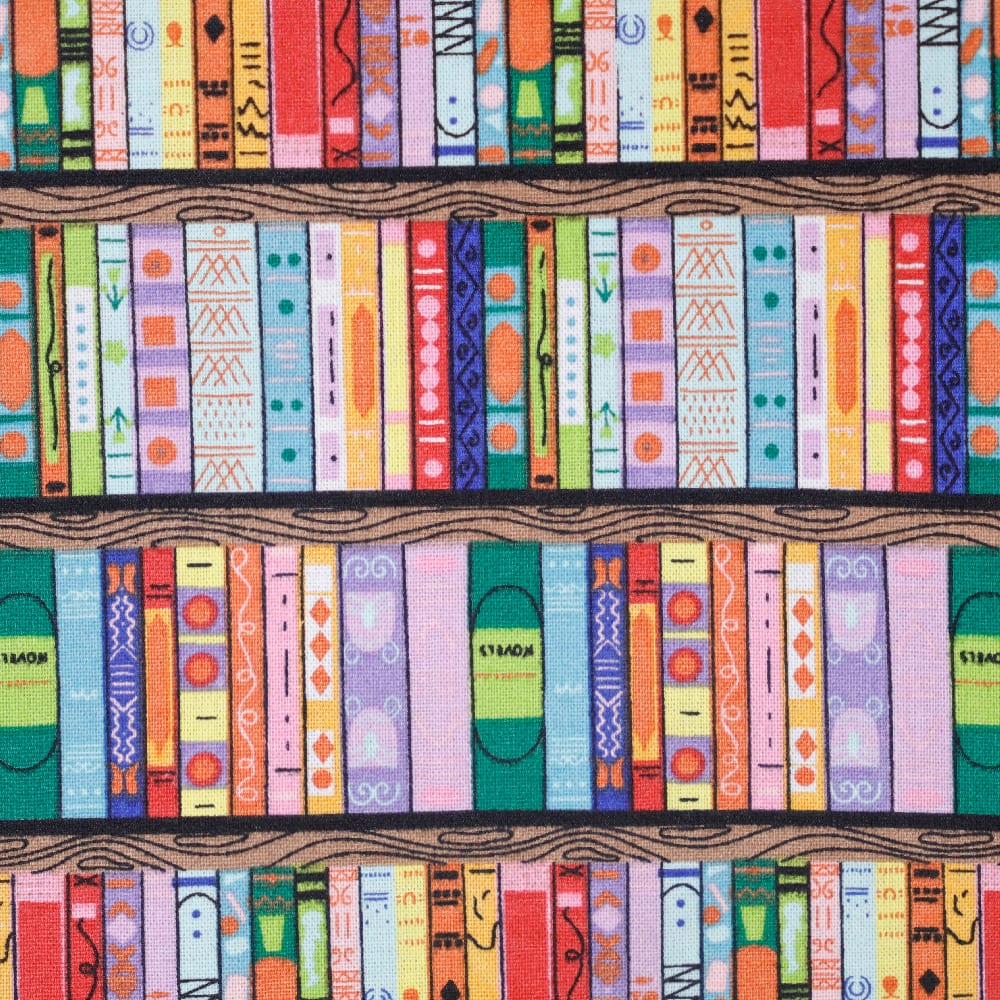 Fumatex Rainbow Books on Shelf Craft Cotton Fabric