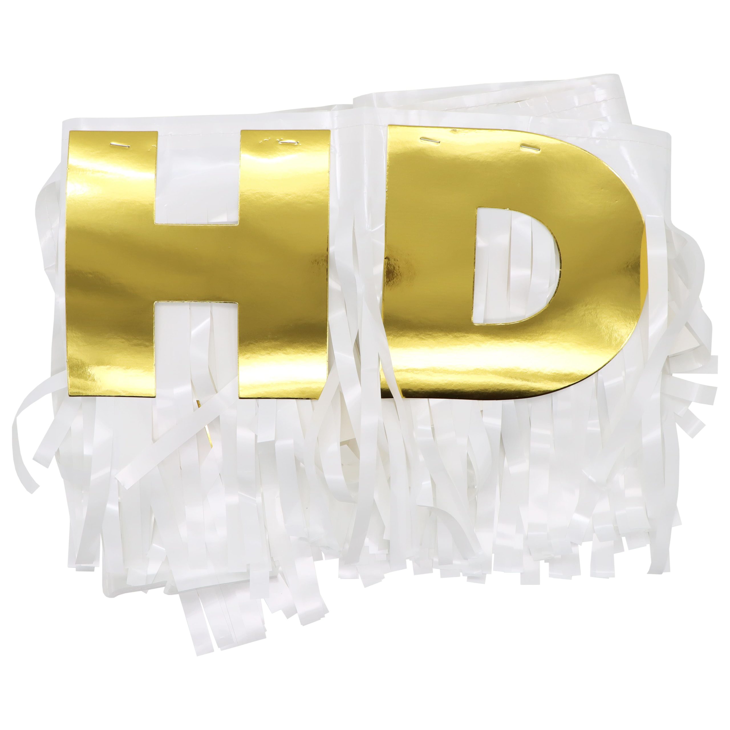 6.5ft. Gold & White Happy Birthday Fringe Banner by Celebrate It™ - Image 2